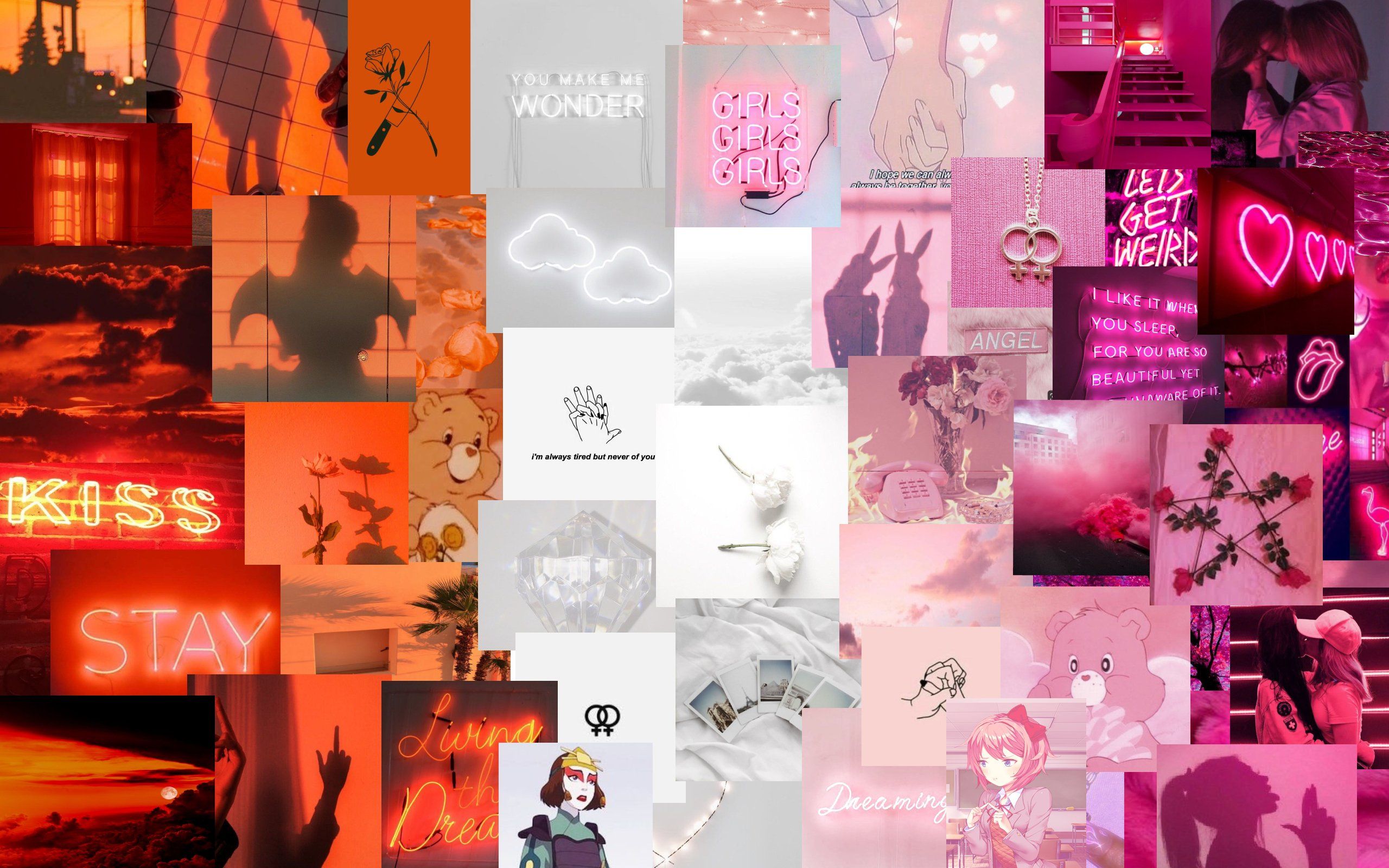 A pink aesthetic collage wallpaper for phone and desktop backgrounds - Lesbian