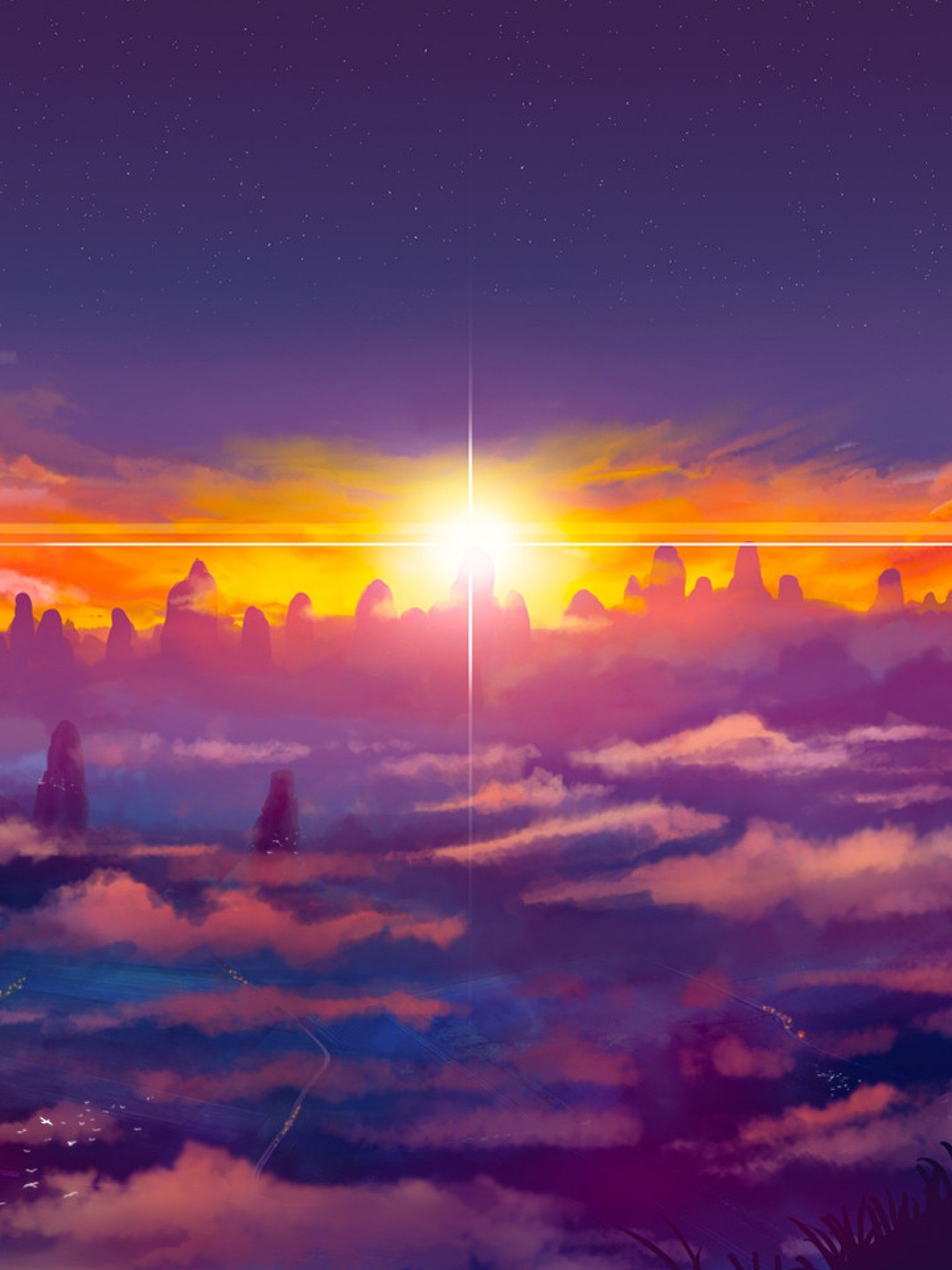 Anime Sunset HD Wallpaper Retina iPad