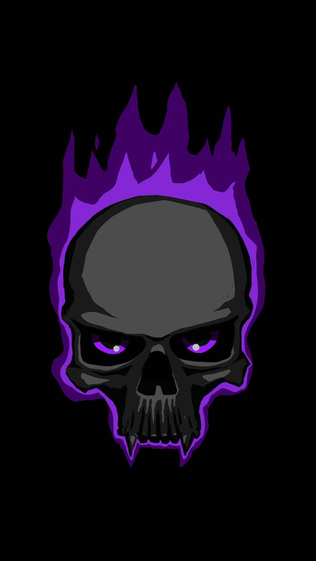 Download Spooky Black And Purple Aesthetic Skull Wallpaper