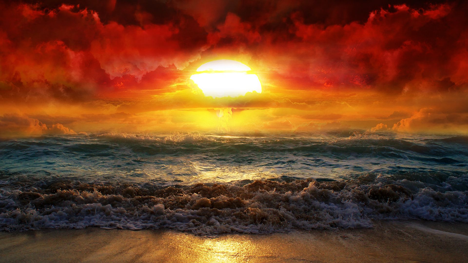 Wallpaper sunset, sea, the evening, storm, clouds, beach, sand - Sunrise