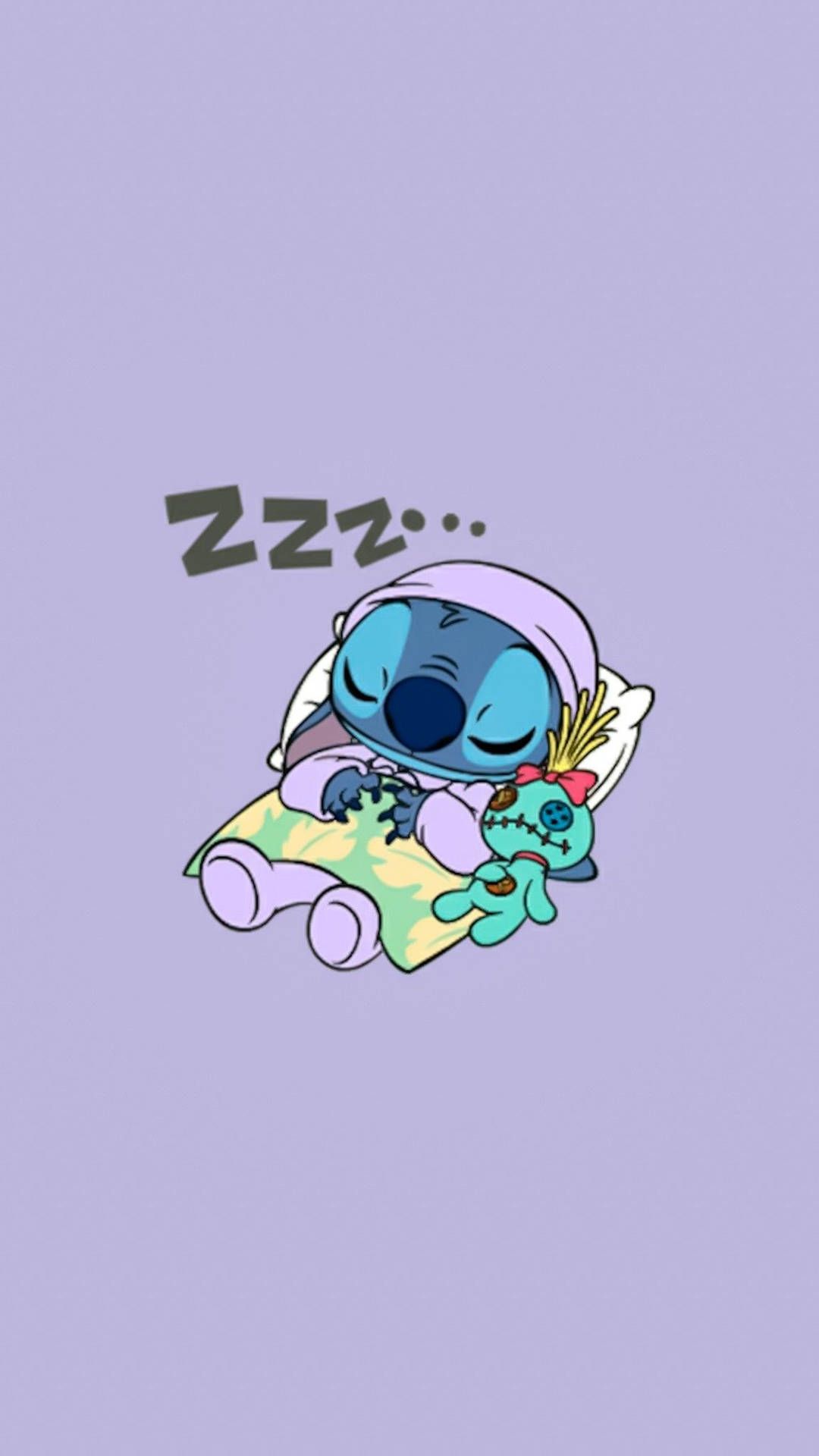 Stitch sleeping with his toy iPhone wallpaper - Stitch