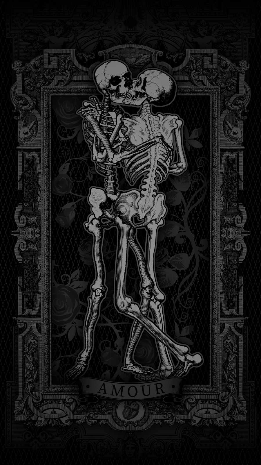 A skeleton couple in love. - Skeleton