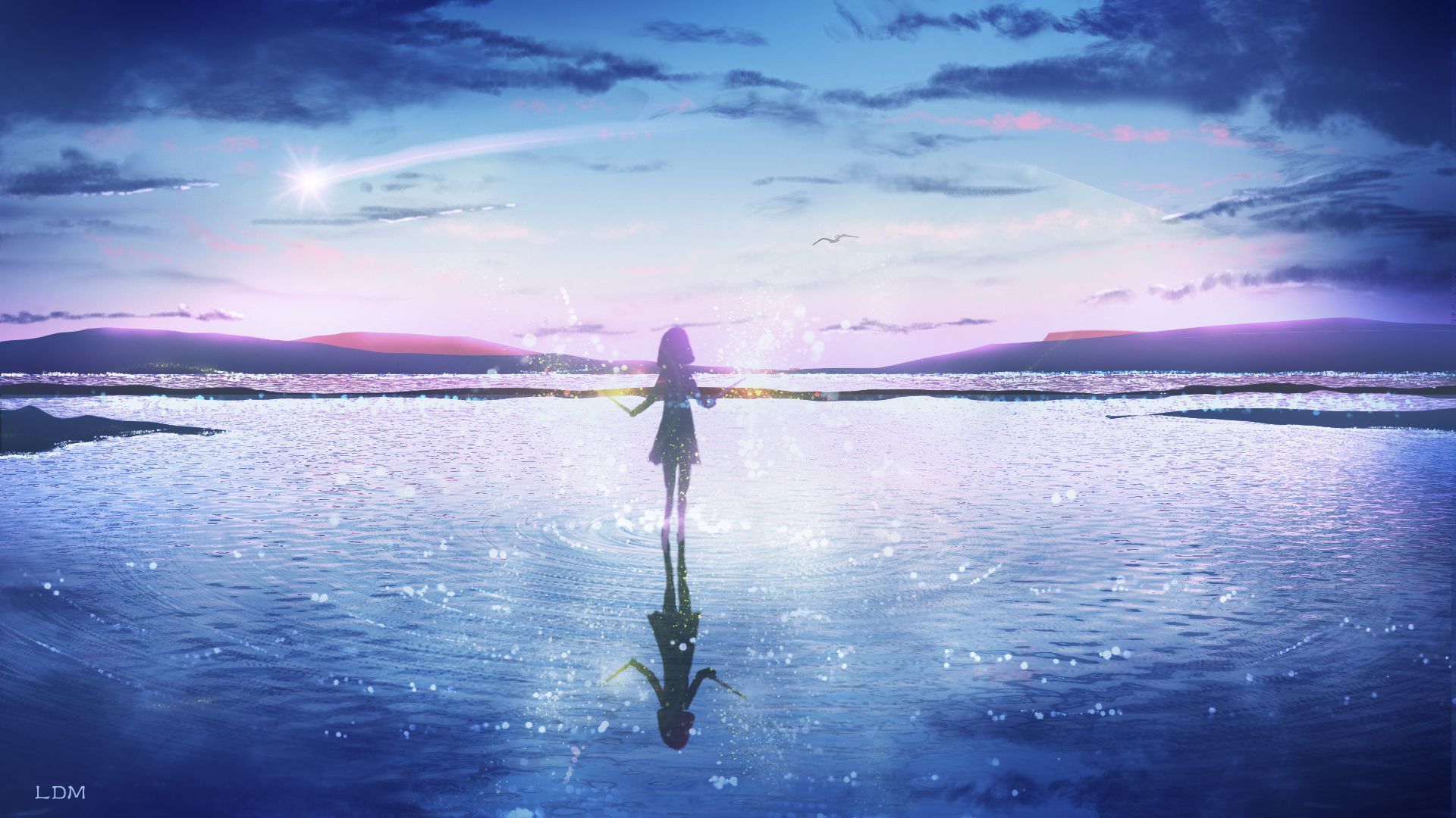 1920x1080 anime girl standing in the water wallpaper 1920x1080 - 1920x1080, anime