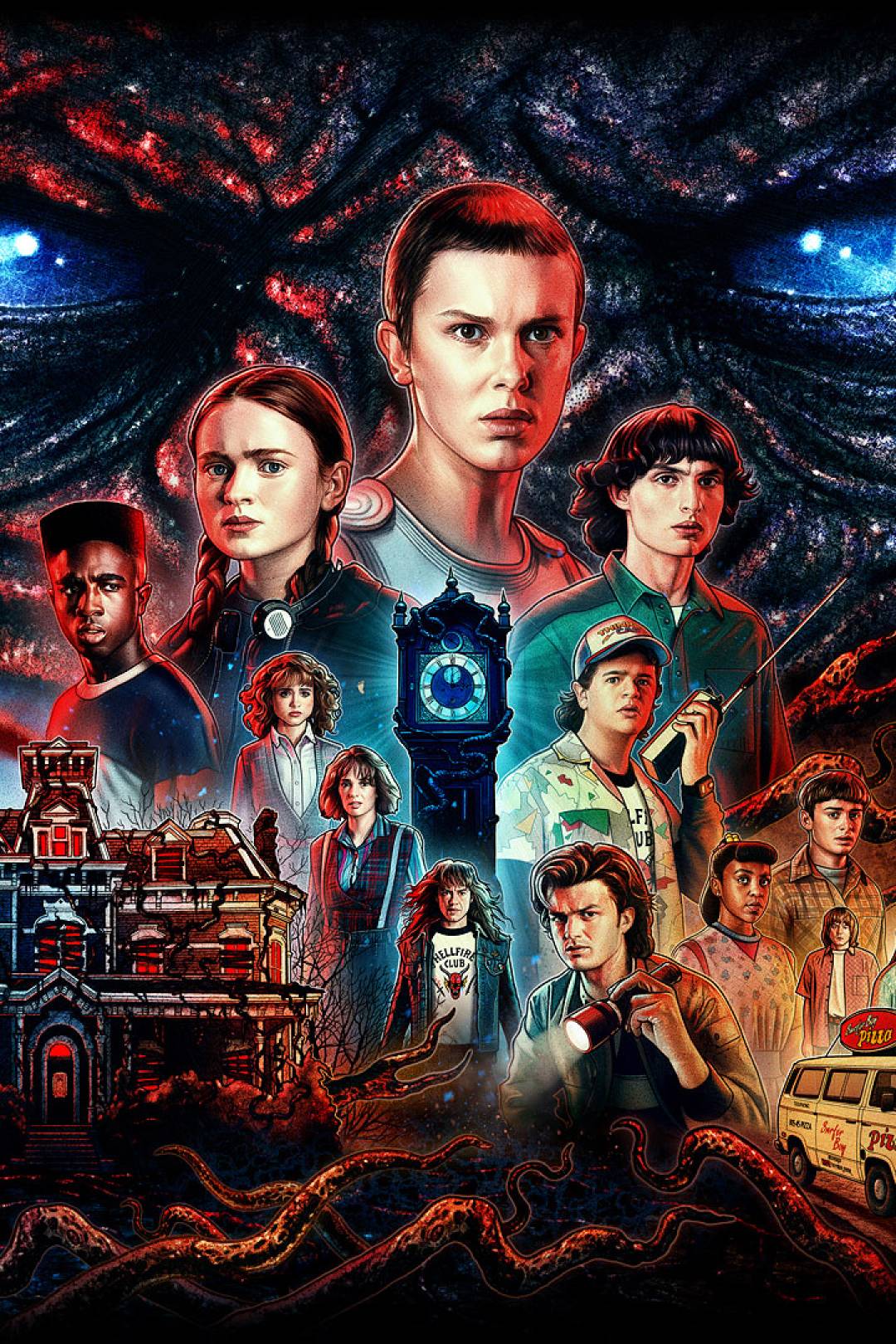 A poster for stranger things with the characters in it - Stranger Things