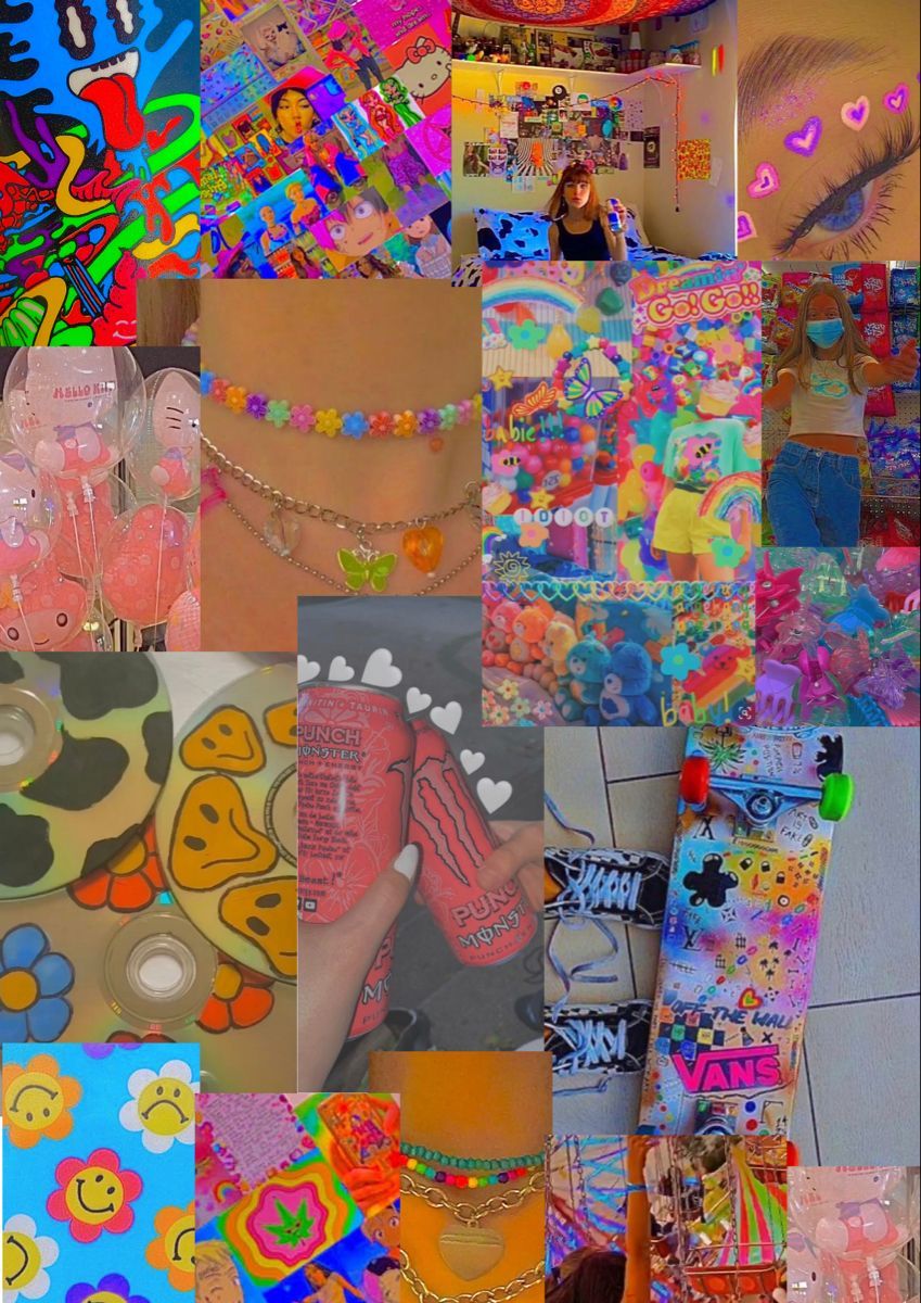 A collage of pictures with colorful items - Indie