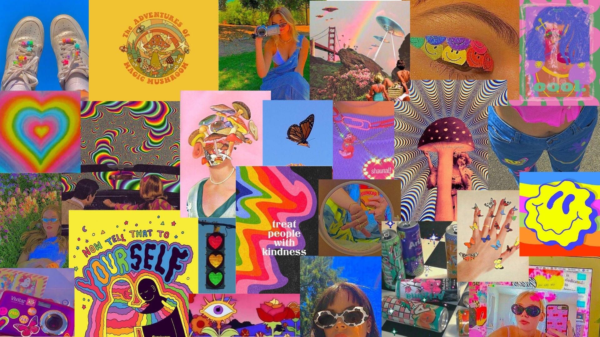 A collage of colorful pictures with different images - Indie