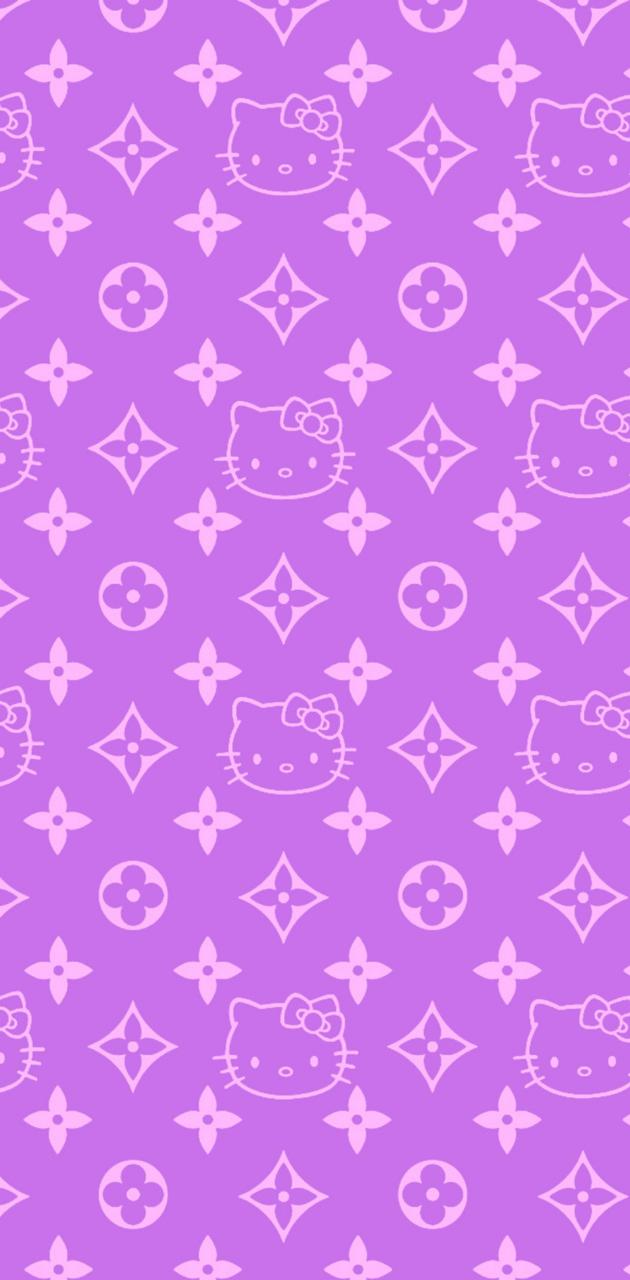 Hello kitty pattern on a purple background - Hello Kitty