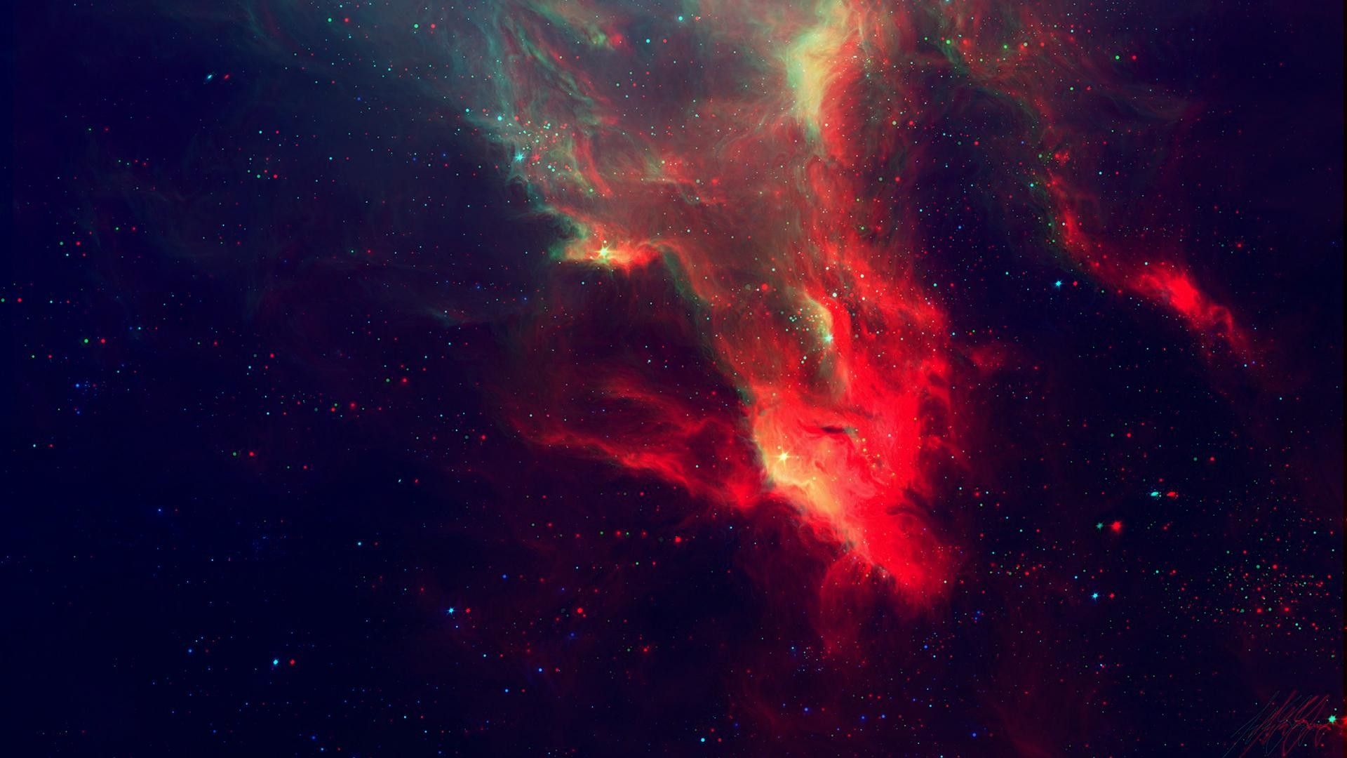 1920x1080 wallpaper of the space, nebula, stars, color, red, blue, black, background, image, pictures - Indie