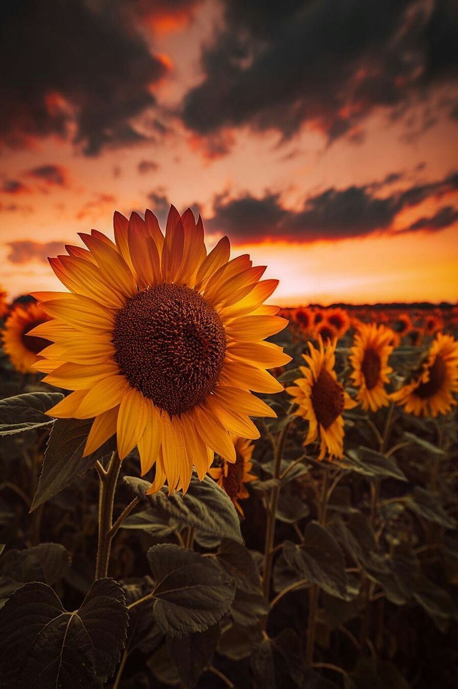 A sunflower in a field at sunset - Sunflower