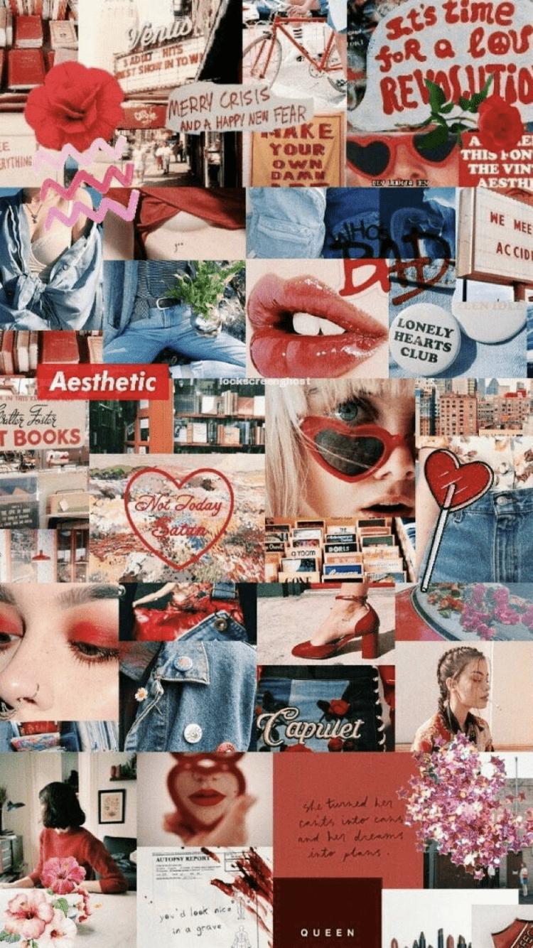 A collage of red aesthetic images. - Collage
