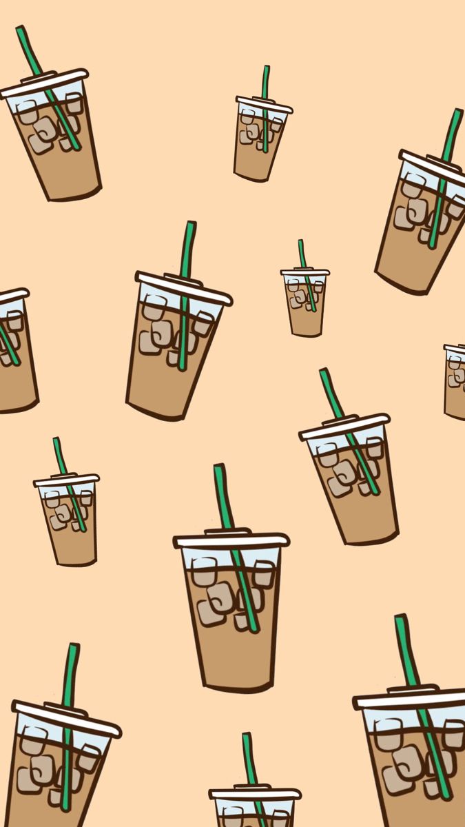 An image of a pattern of iced coffee drinks. - Coffee