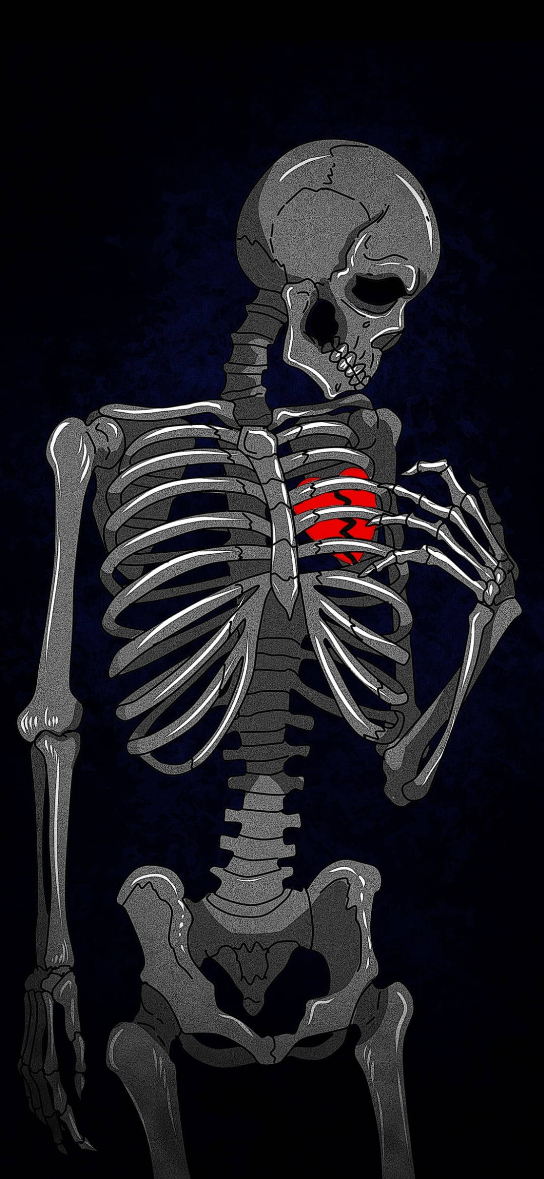 A skeleton is holding his heart in the palm of its hand - Skeleton, anatomy