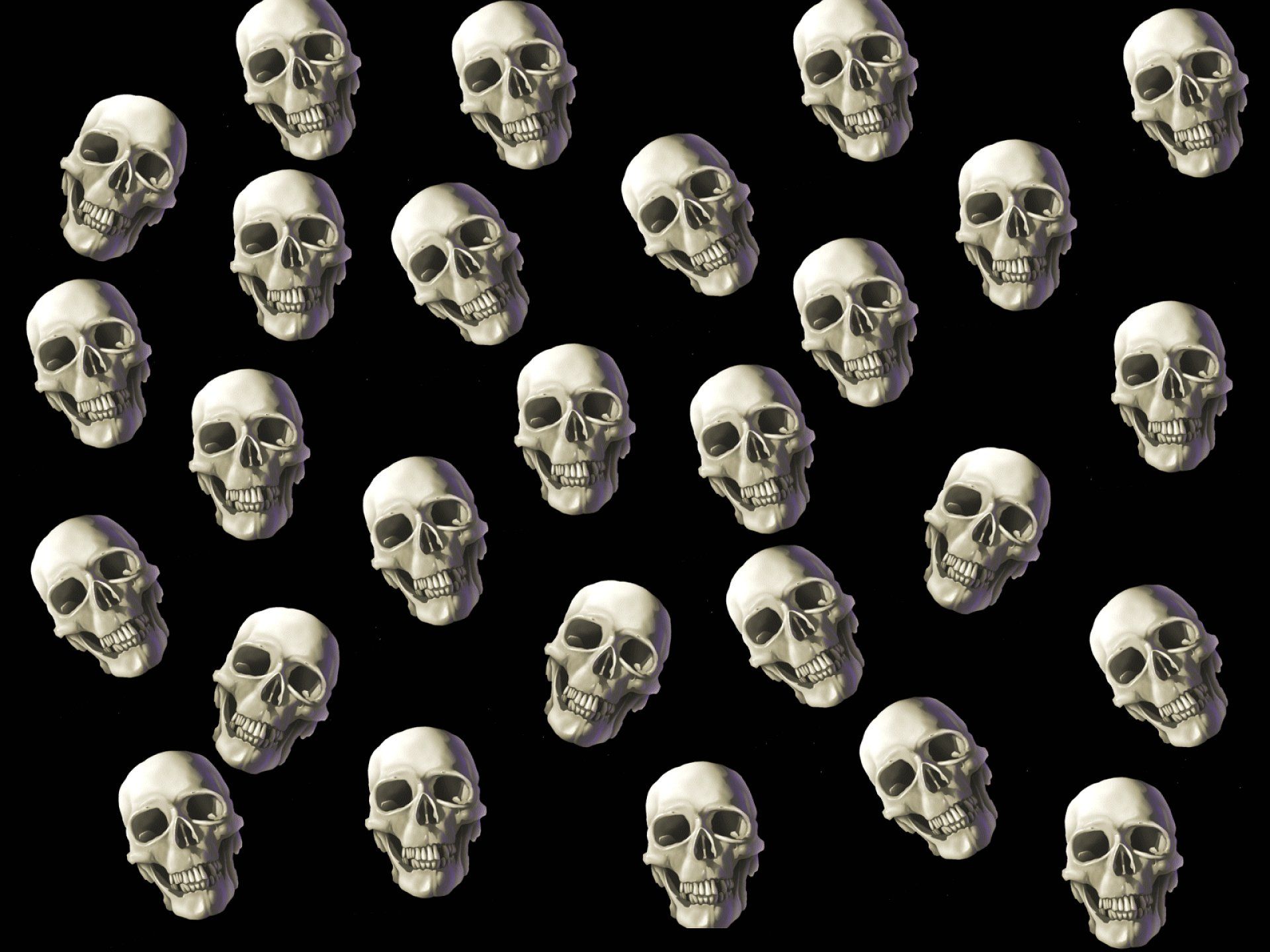 A pattern of skulls on black background - Skeleton, horror, skull