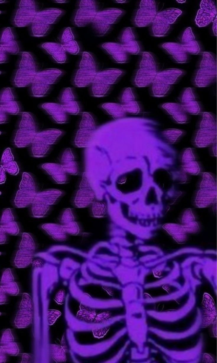 Skeleton wallpaper, purple background, animated wallpaper, phone background, skeleton wallpaper, purple aesthetic, phone wallpaper, phone background - Skeleton
