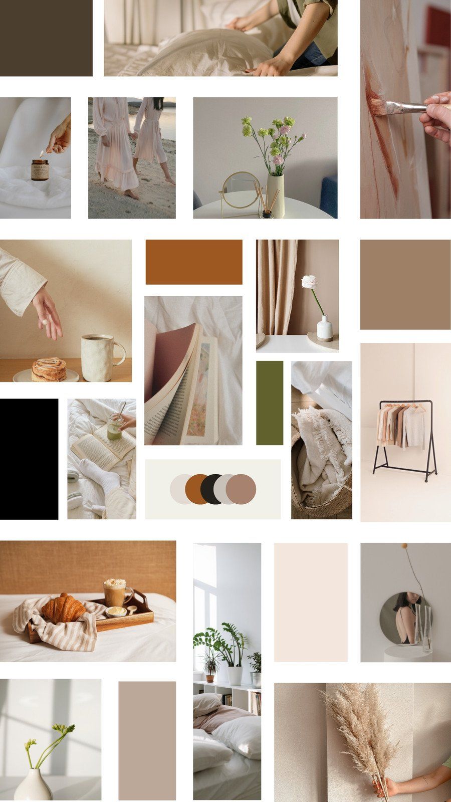 A collage of images of neutral tones and natural elements - Collage