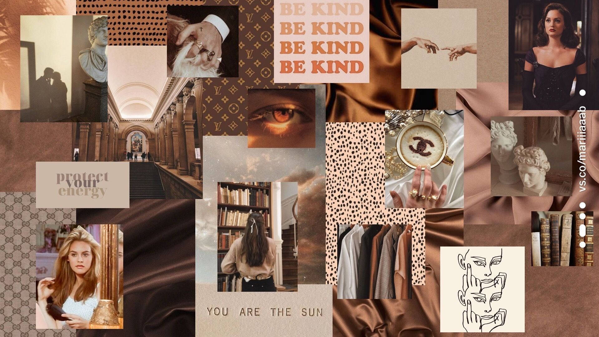 A collage of photos in a brown aesthetic - Collage