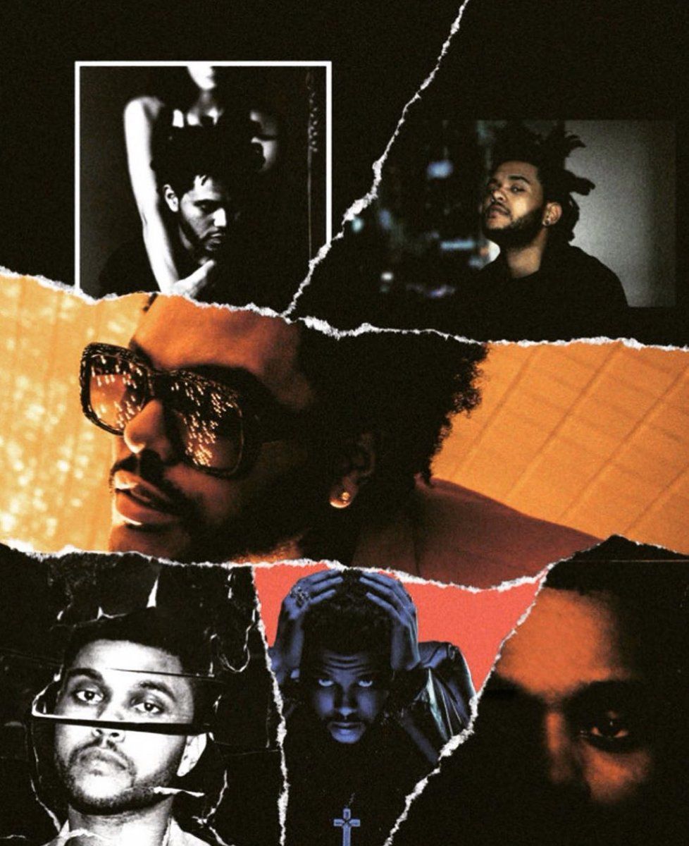 A poster with several pictures of different people - The Weeknd