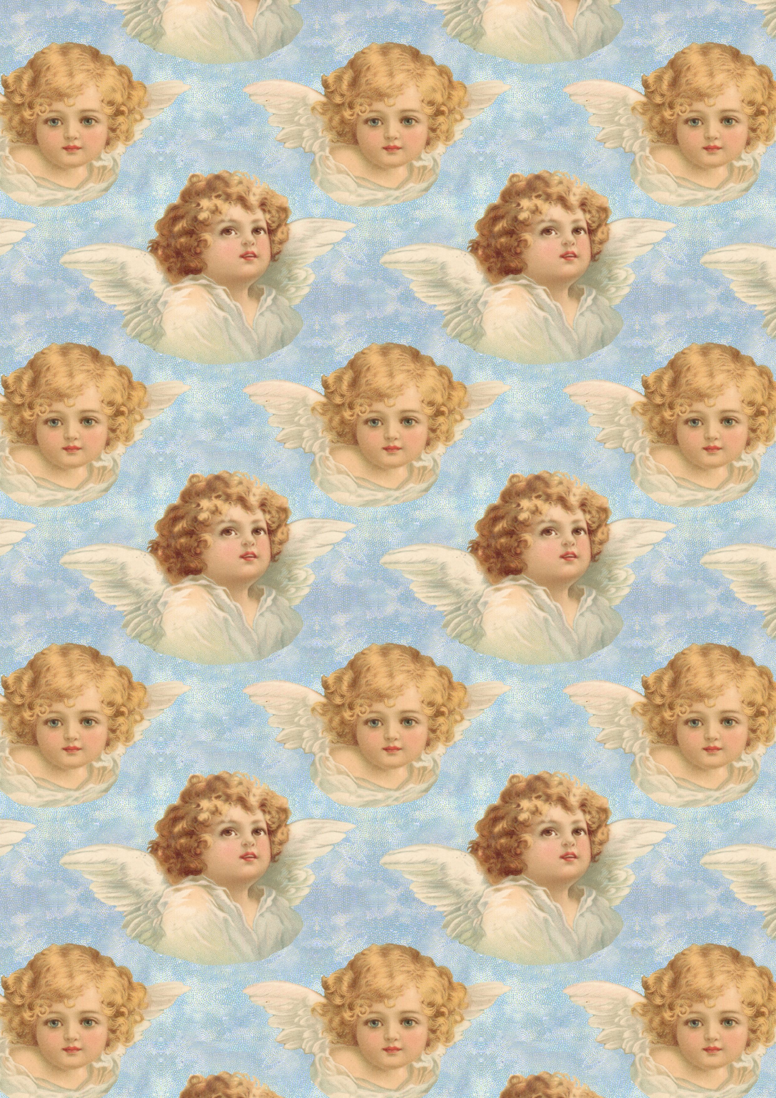 A paper with many images of cherubs on it - Angels, angelcore
