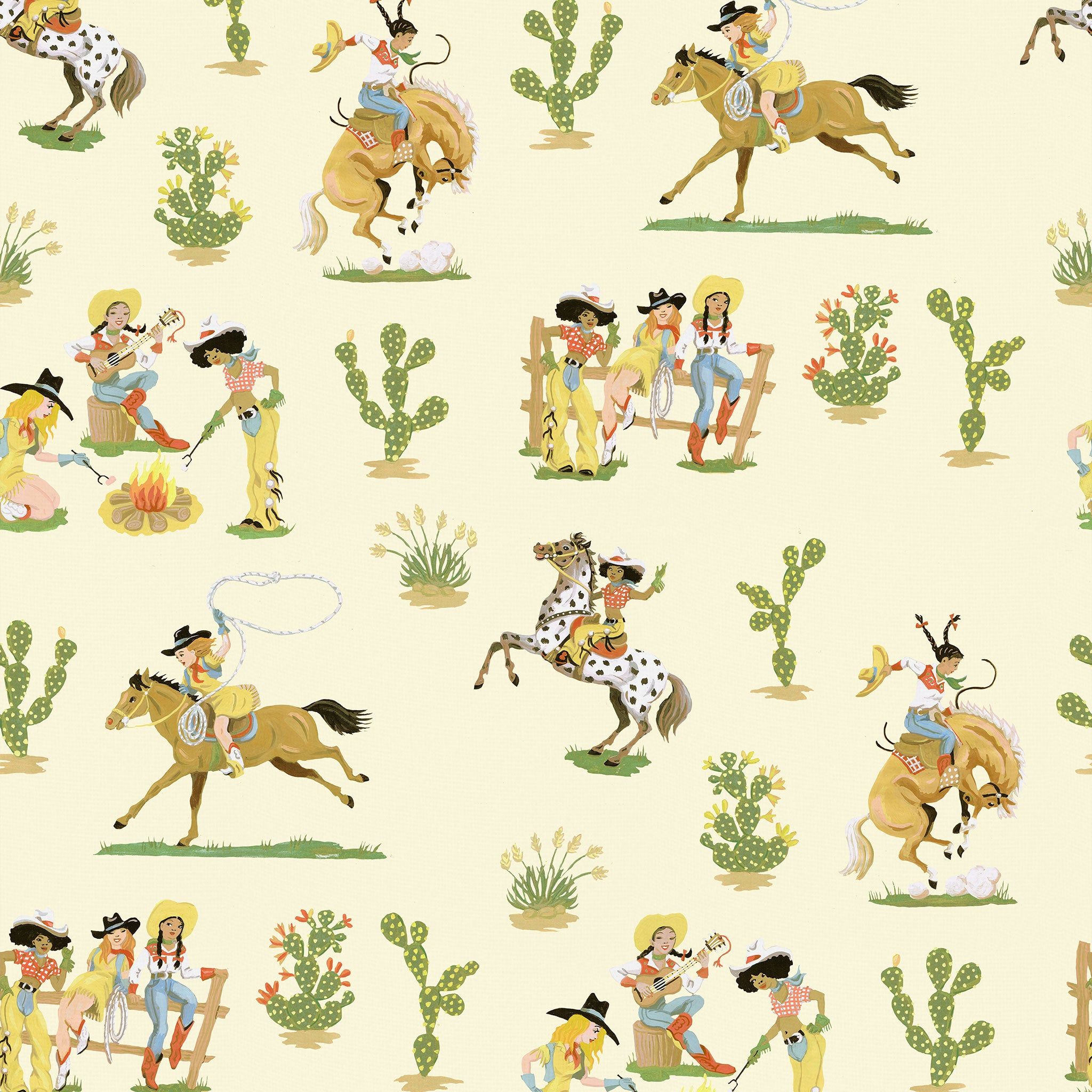 A pattern of cowboys and cactus - Cowgirl