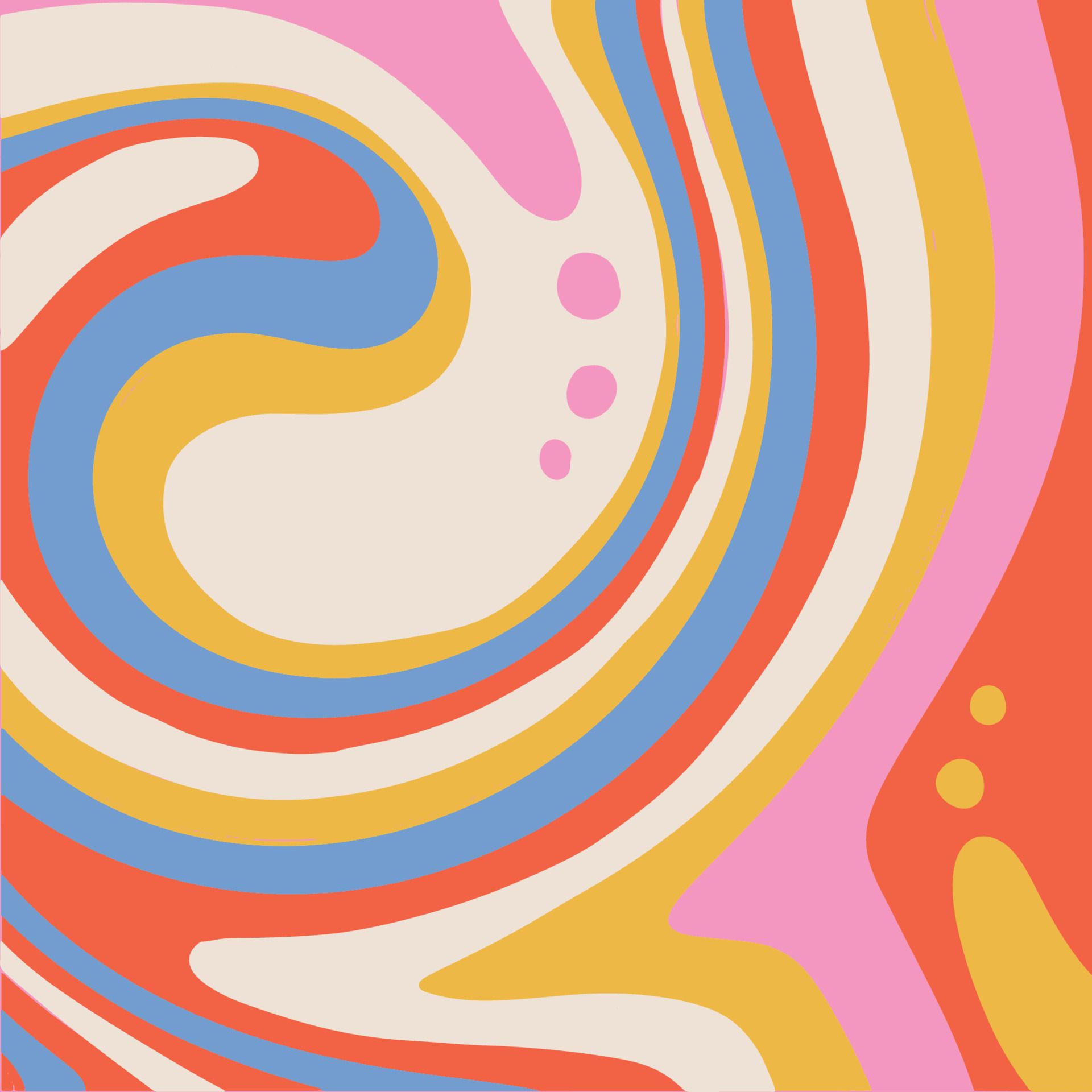 Psychedelic 1970 Retro Background With Fluid Shapes And Drops. 1960s Hippie Wallpaper Design. Trippy Glitchy Backdrop For Psychedelic 60s 70s Parties With Vintage Rainbow Colors And Groov. Vector