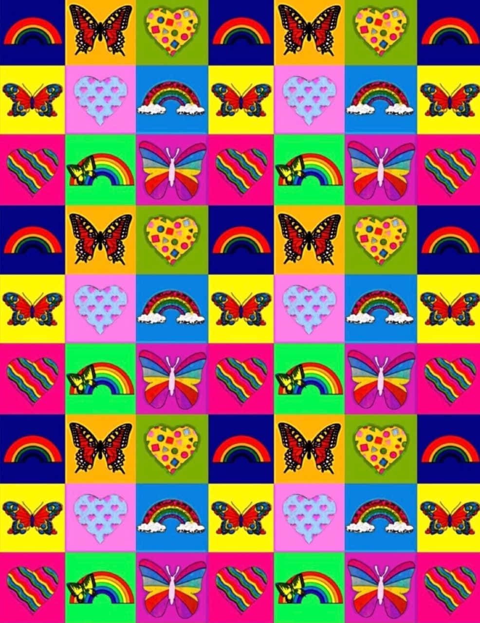 A pattern of butterflies, rainbows and other items - 2000s