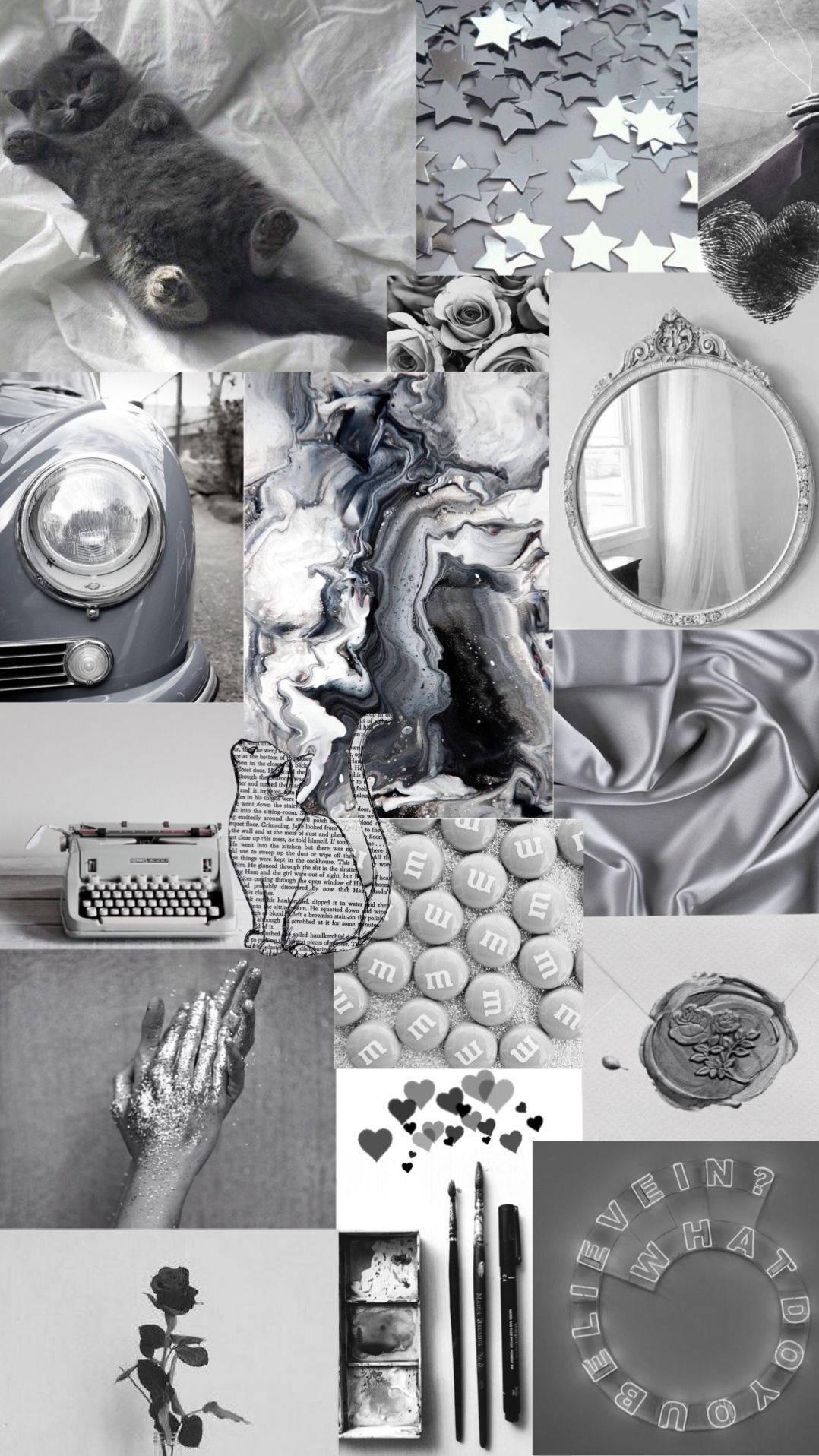 Download Aesthetic Gray With Light Blue Collage Wallpaper