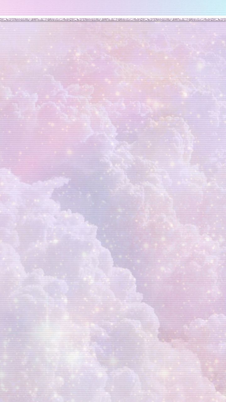 A phone wallpaper of a pink and purple sky with clouds and stars - Pastel