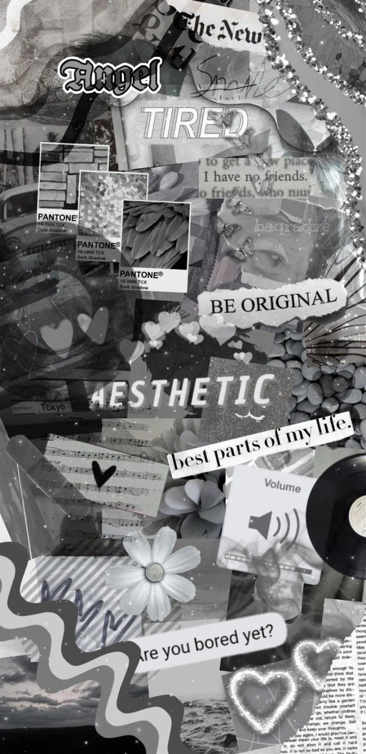 A collage of pictures and words with the word esthetic in it - Gray