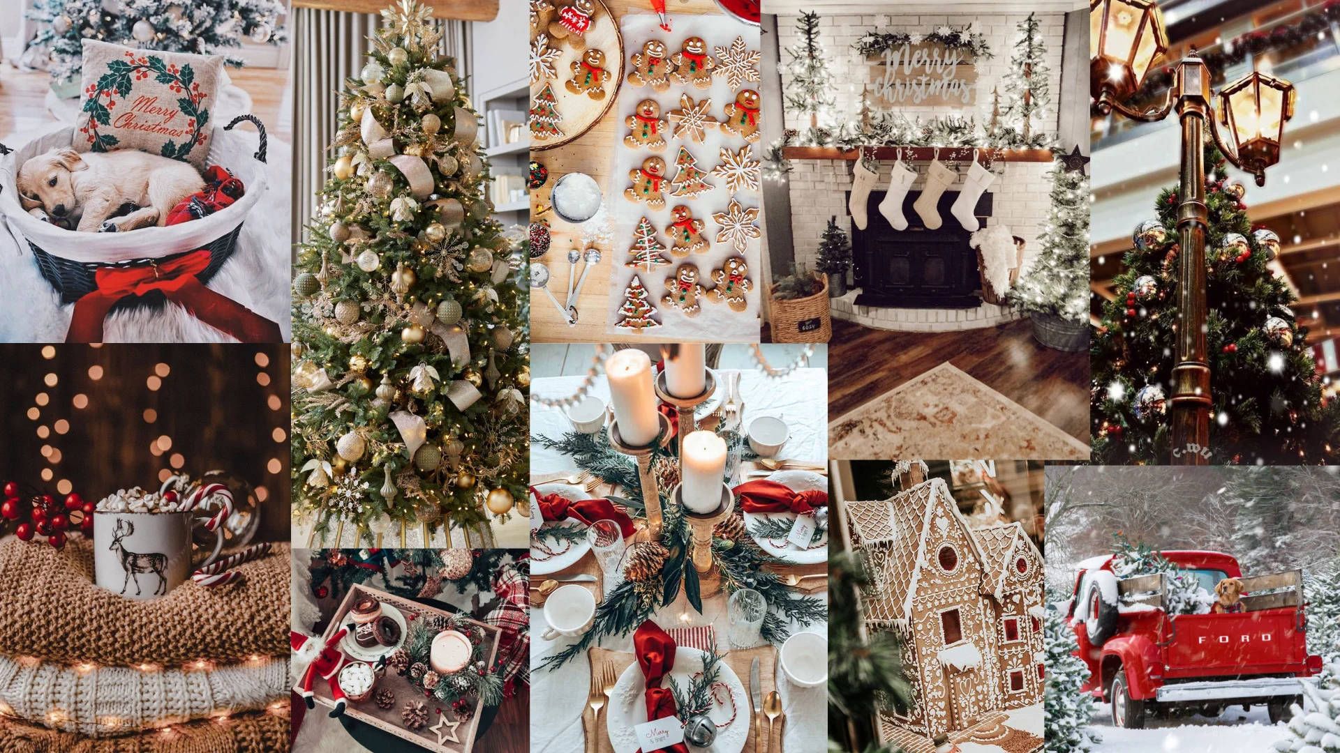 A collage of christmas decorations and items - Collage