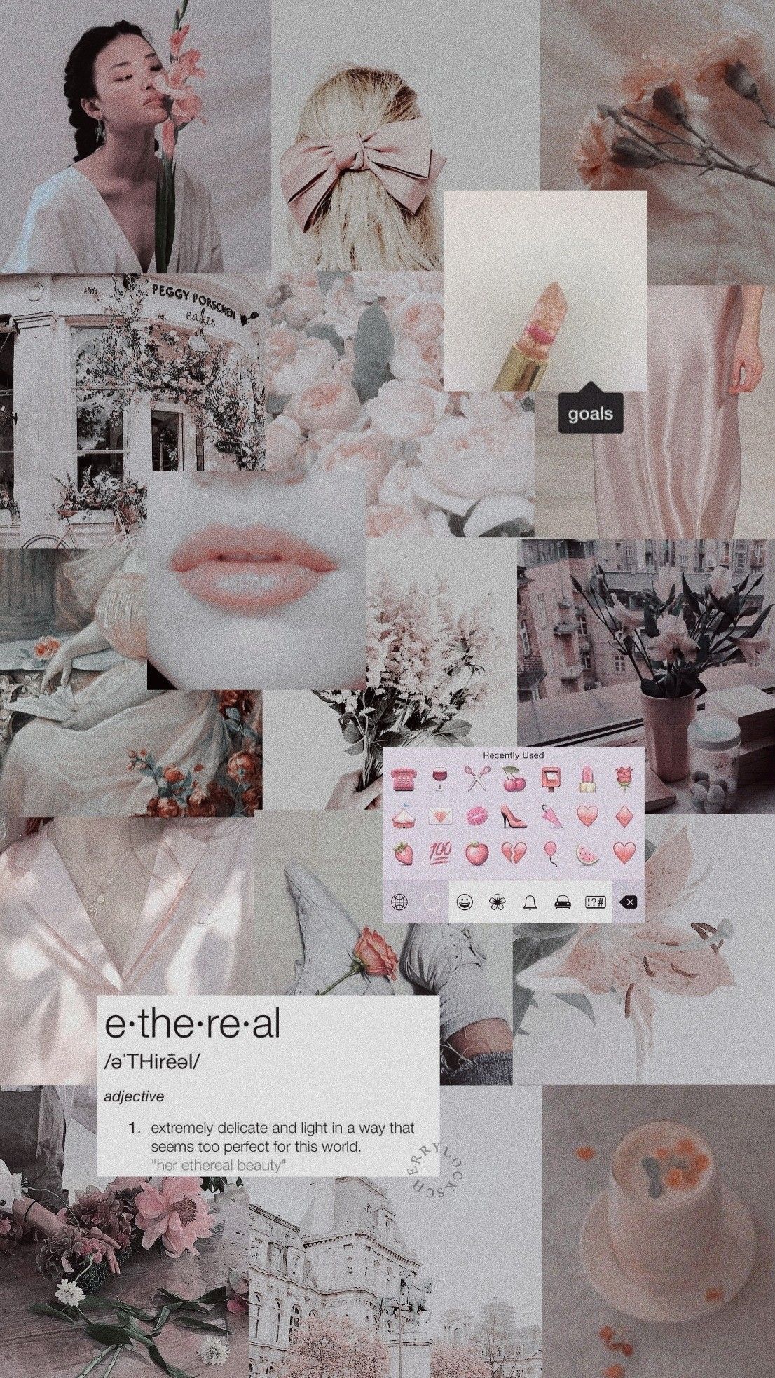 Aesthetic collage background with a pink and white color scheme - Gray, light pink, white, pink, cute white