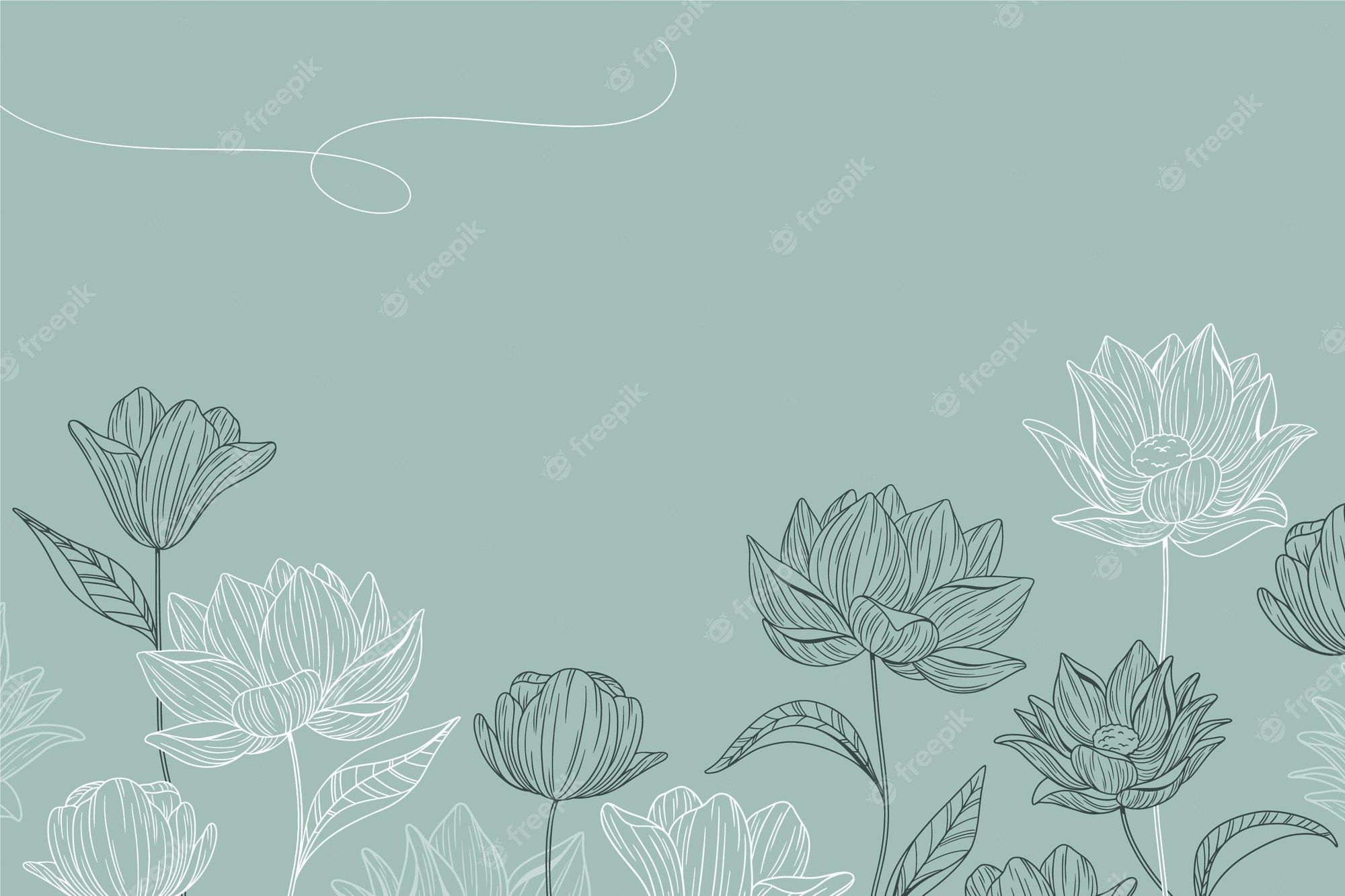 A blue background with a white floral pattern - Simple