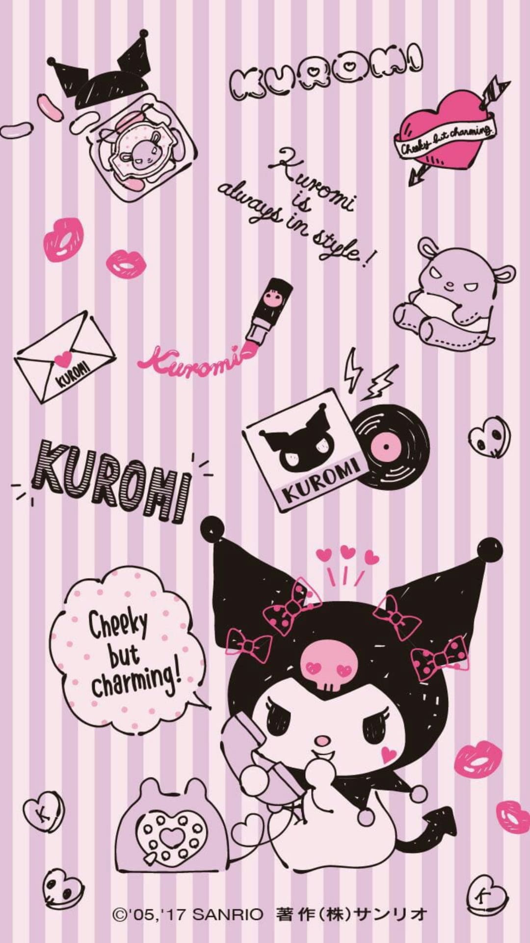 Kuromi wallpaper I made for my phone! Credit to the artist! - Kuromi, My Melody