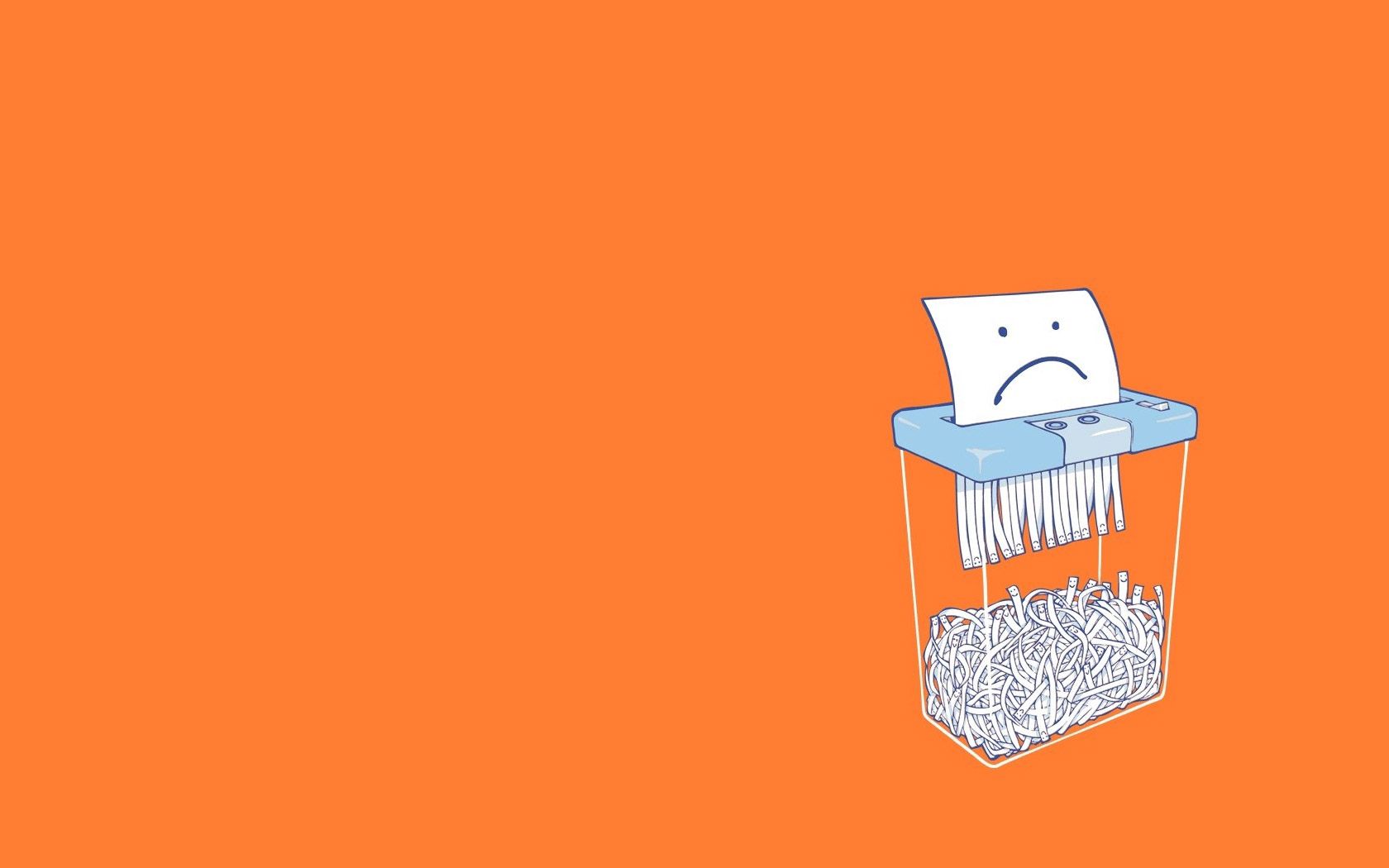 A paper shredder with a sad face on it - Minimalist