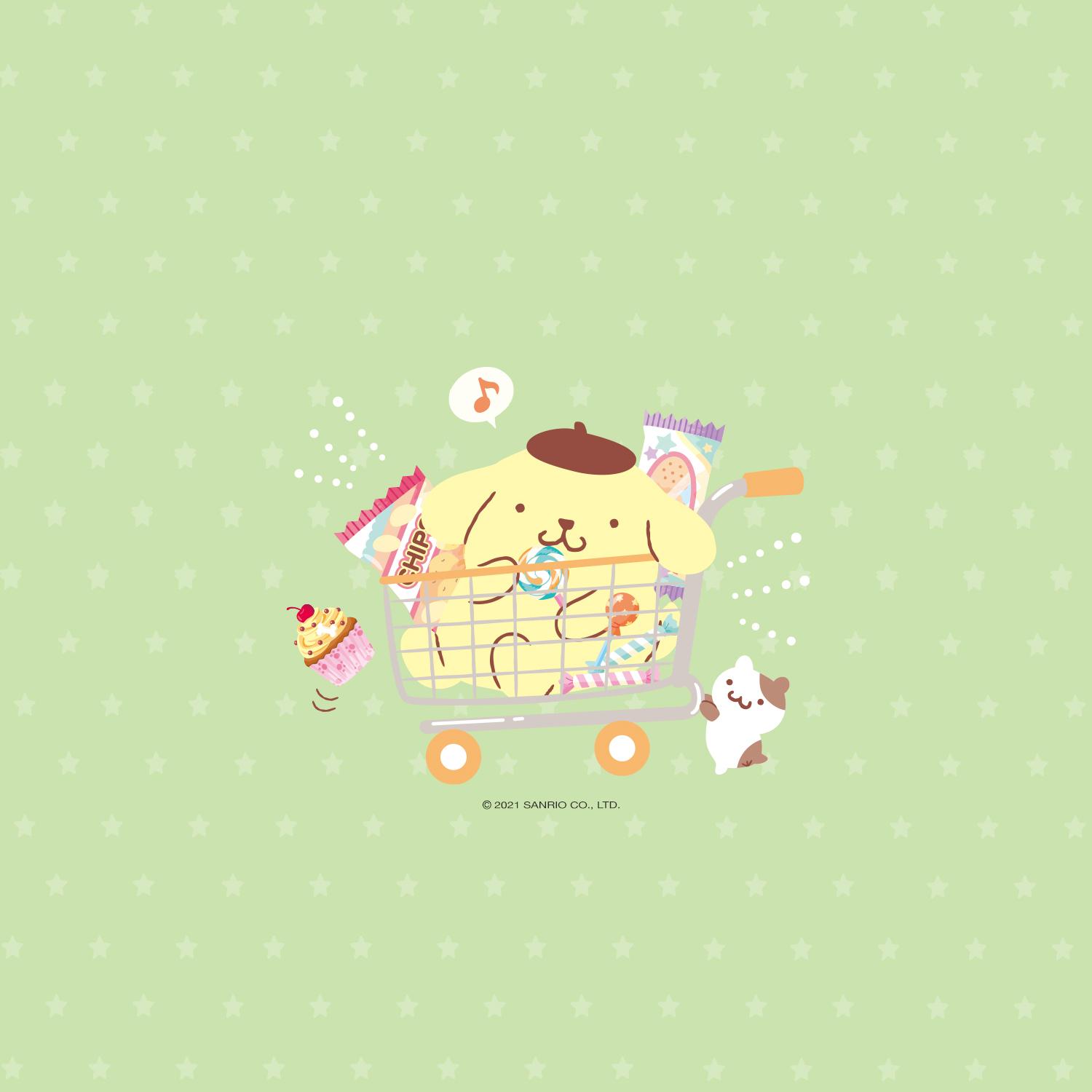 Sanrio #Pompompurin on the go with new background for your phone!