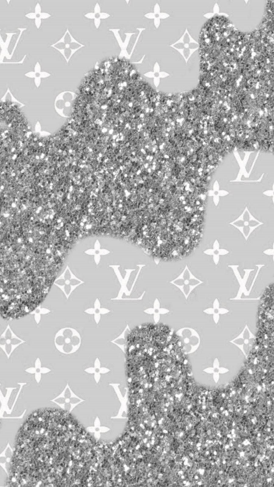 A glittery louis vuitton pattern on grey background - Silver, Louis Vuitton, bling