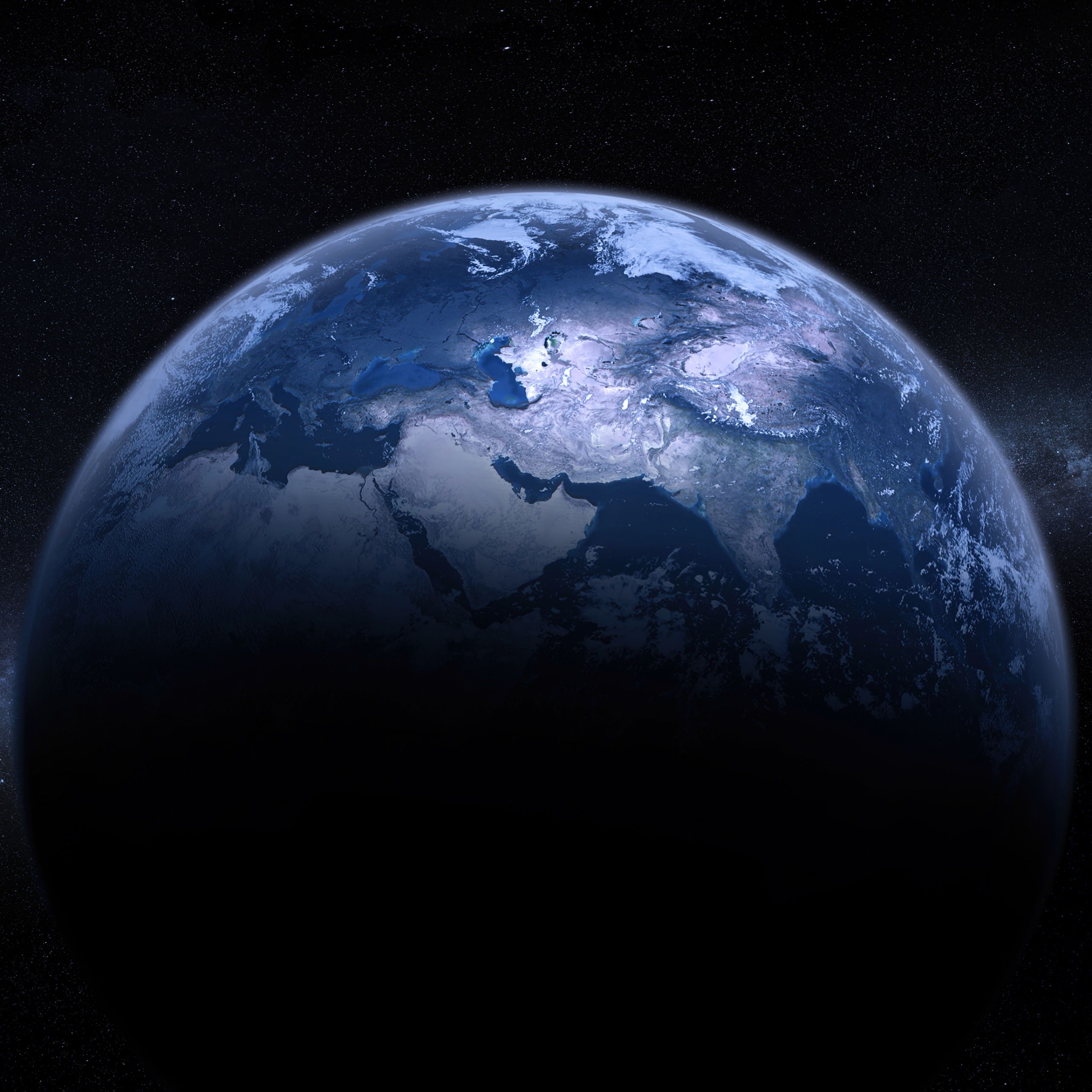 A 3D rendering of the Earth with a starry background - Earth