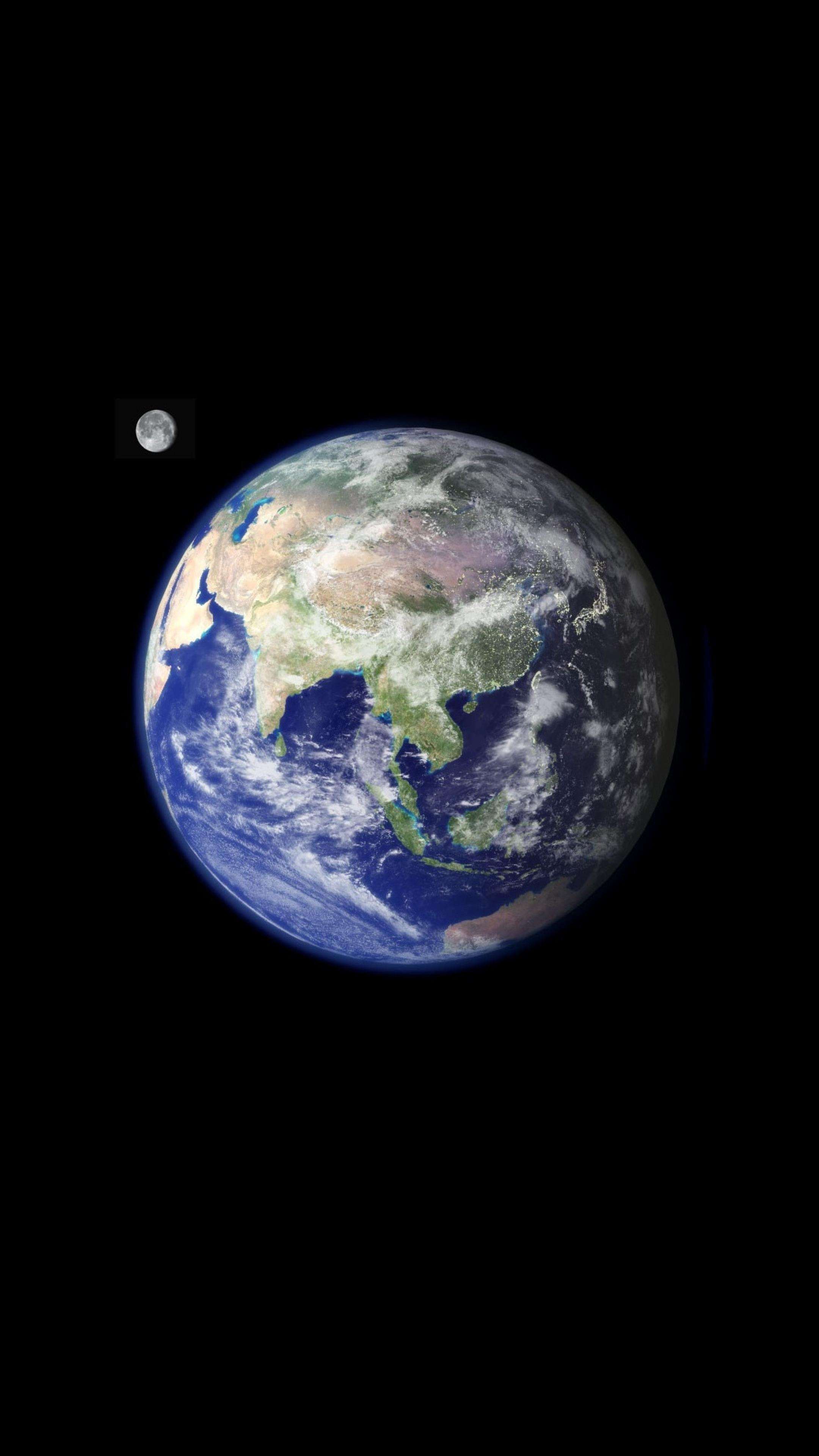 The earth is shown in a black background - Earth