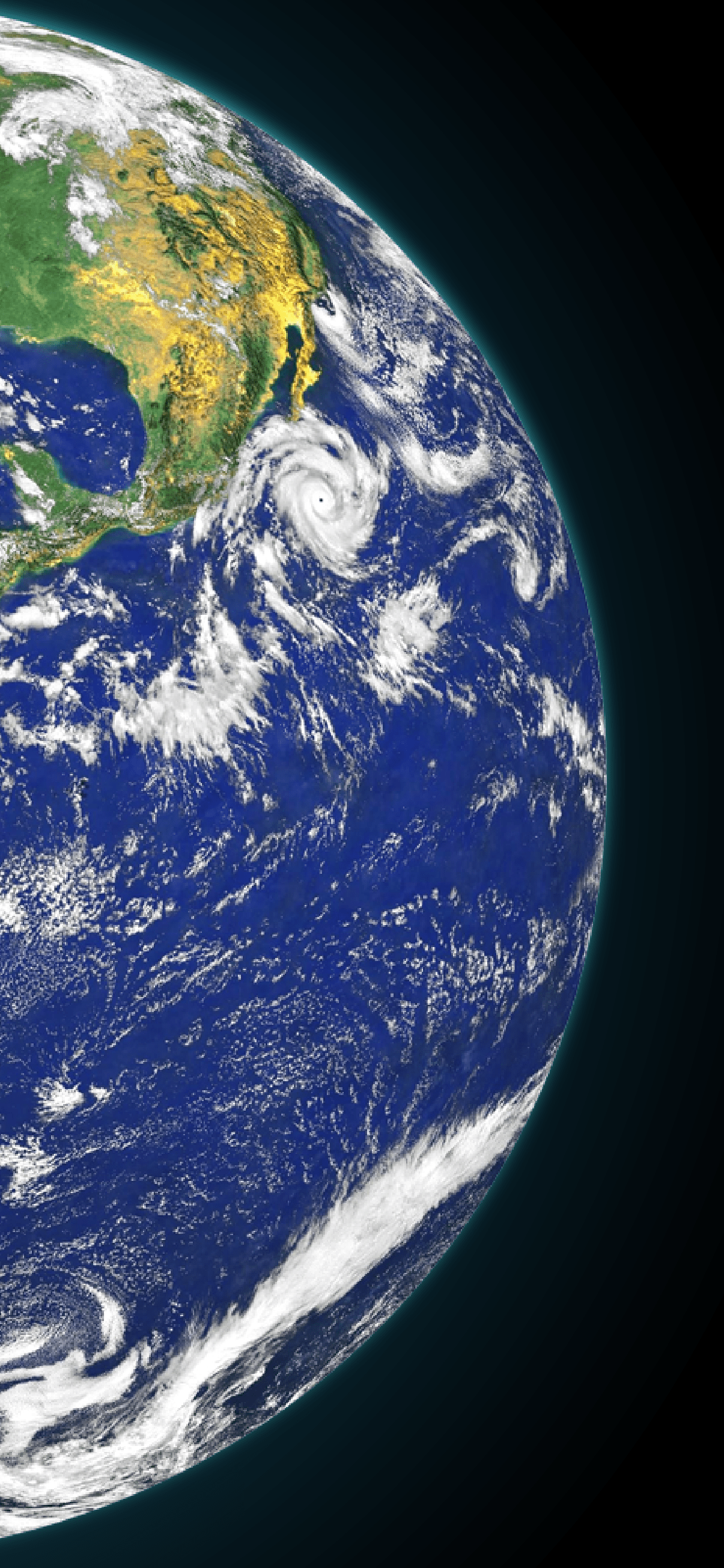 A satellite view of the earth showing a hurricane. - Earth