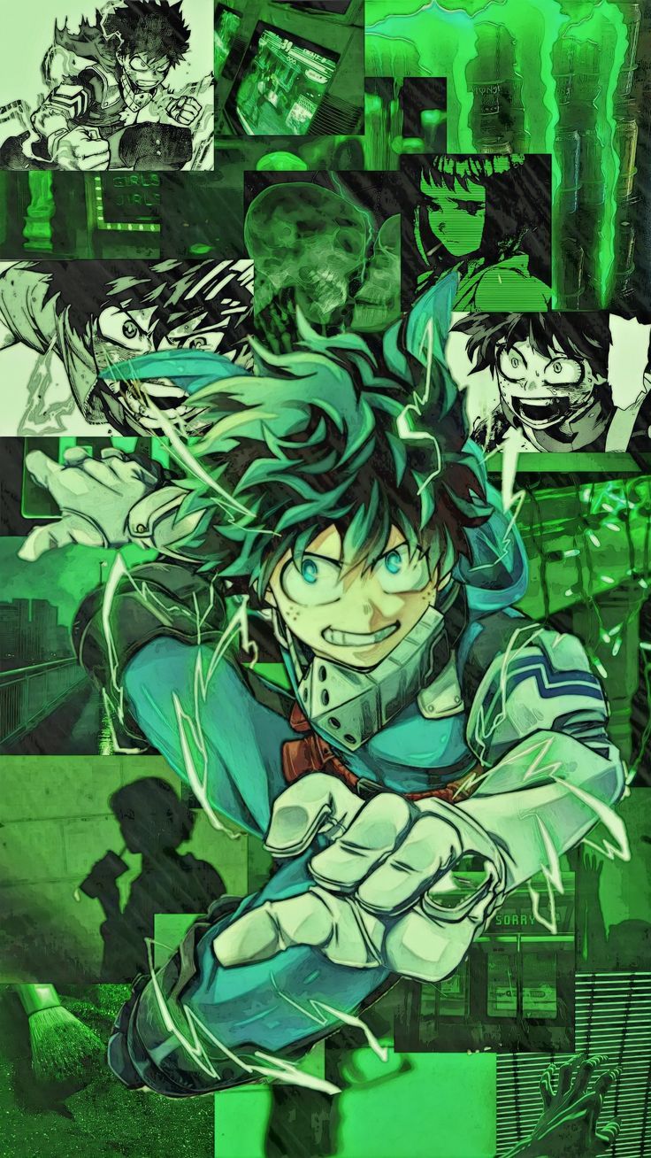 My Hero Academia wallpaper I made for my phone. I just wanted to try something different with the green tint. - My Hero Academia