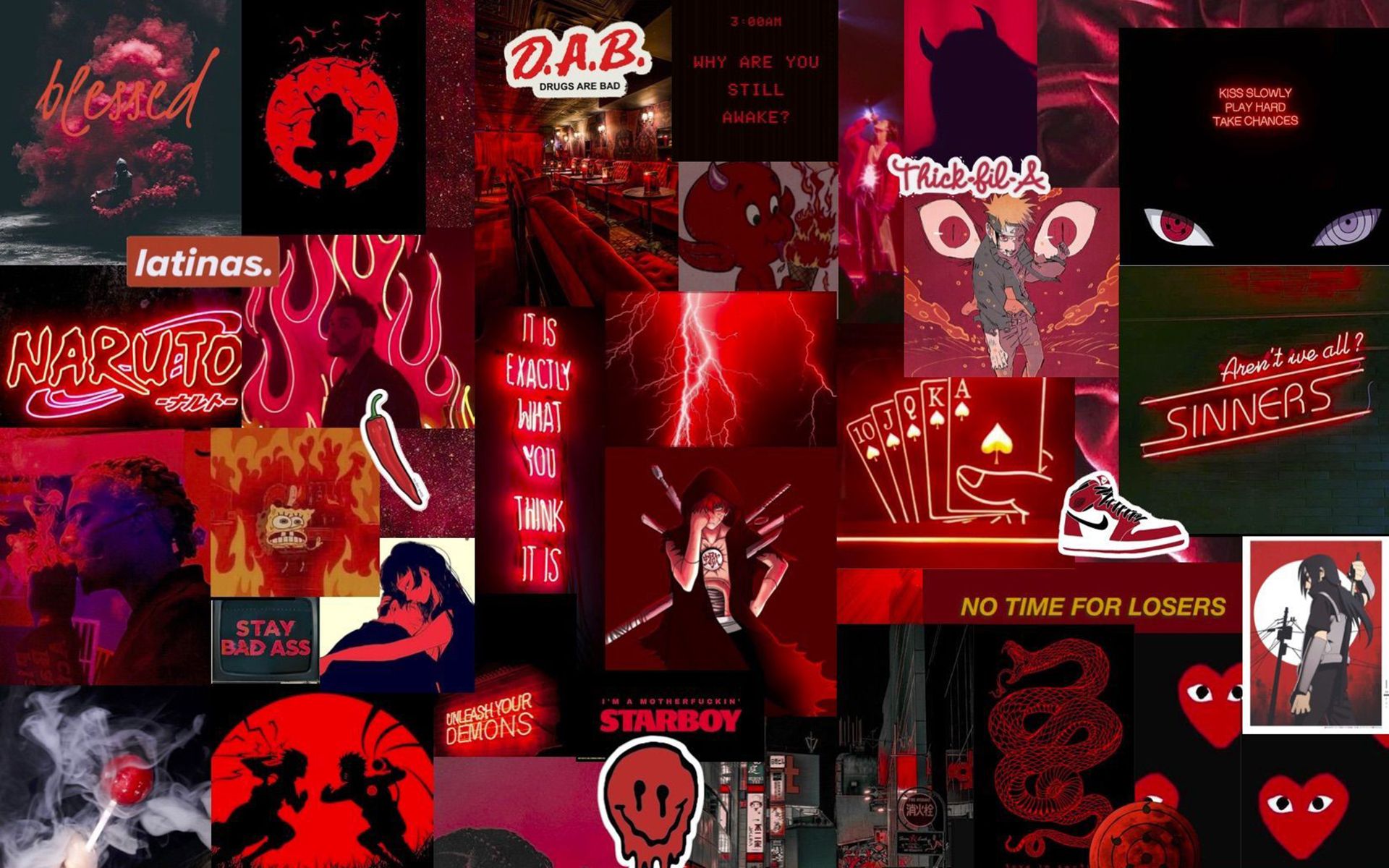 A collage of various red and black images - Cool