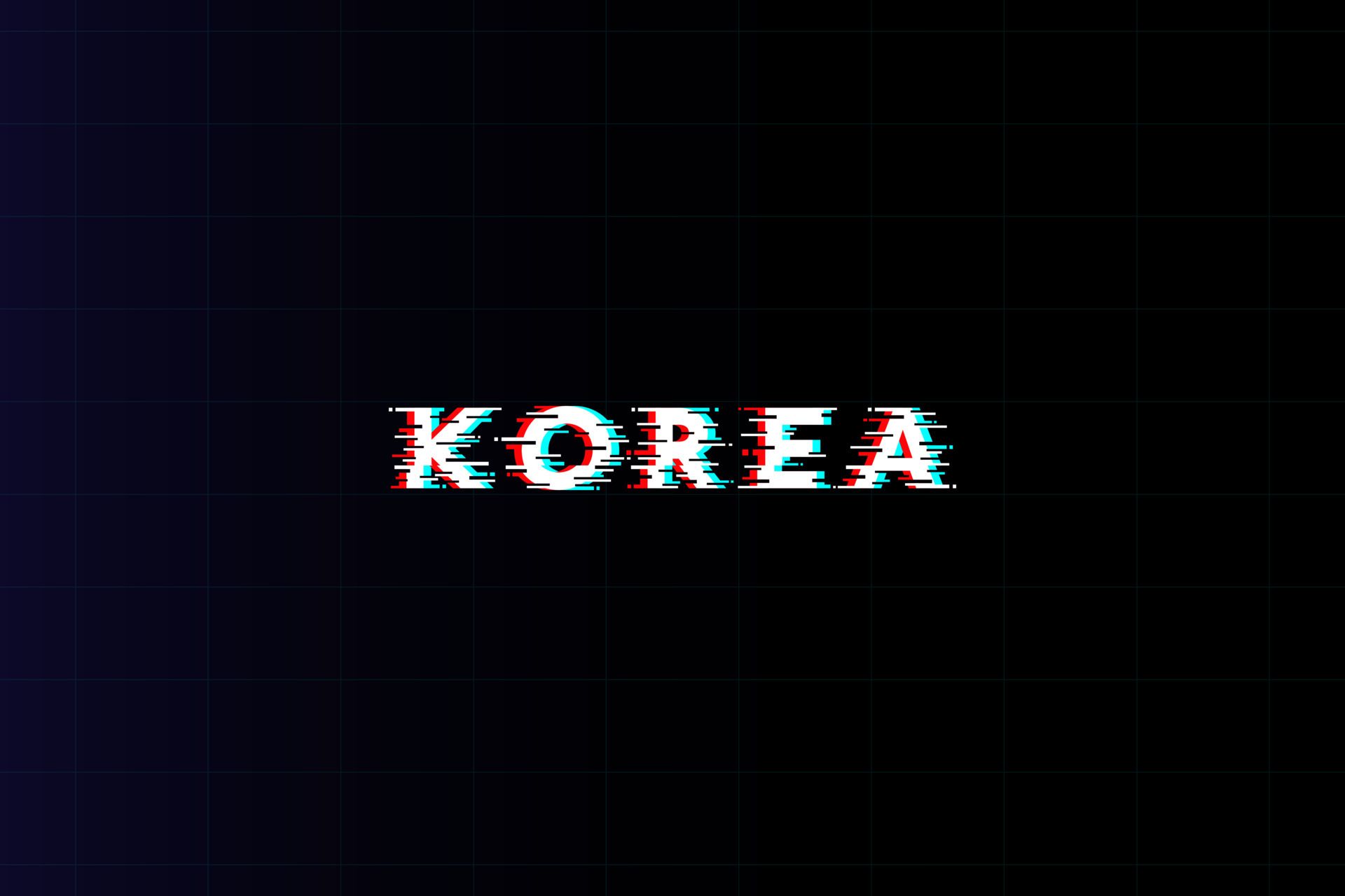 Korea glitch text design for digital media technology futuristic hud