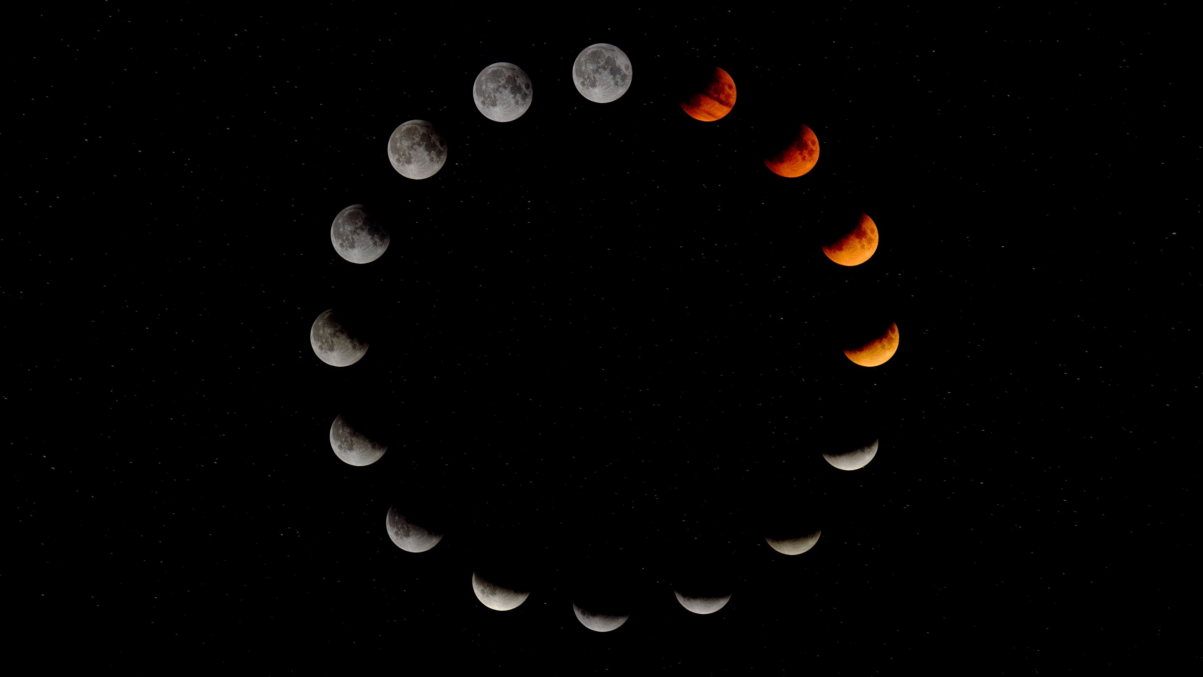 Moon #space #stars #circle Red moon moon phases K #wallpaper #hdwallpaper #desktop. Red moon, Moon, Moon phases