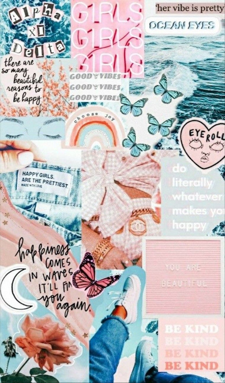 A collage of pink and blue items - Cool, beautiful, happy