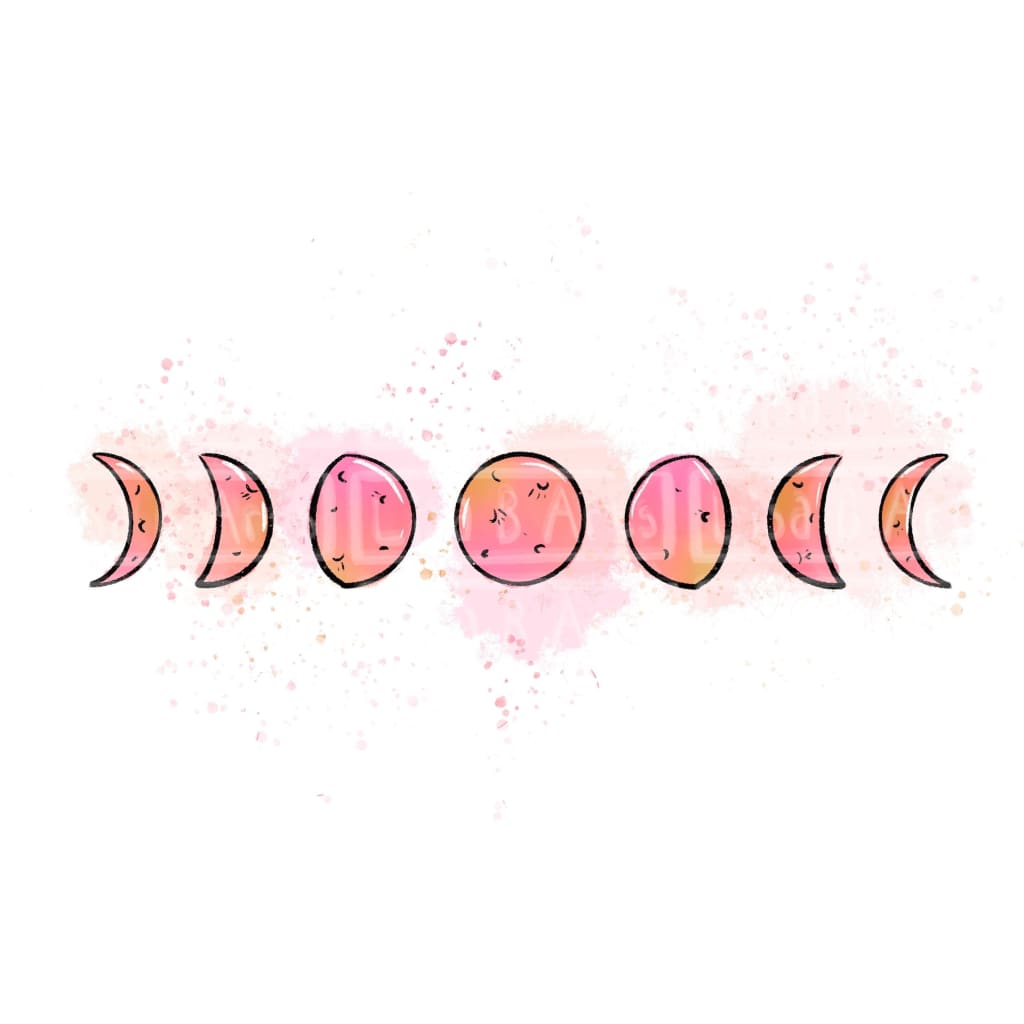 The phases of a moon in pink and orange - Moon phases