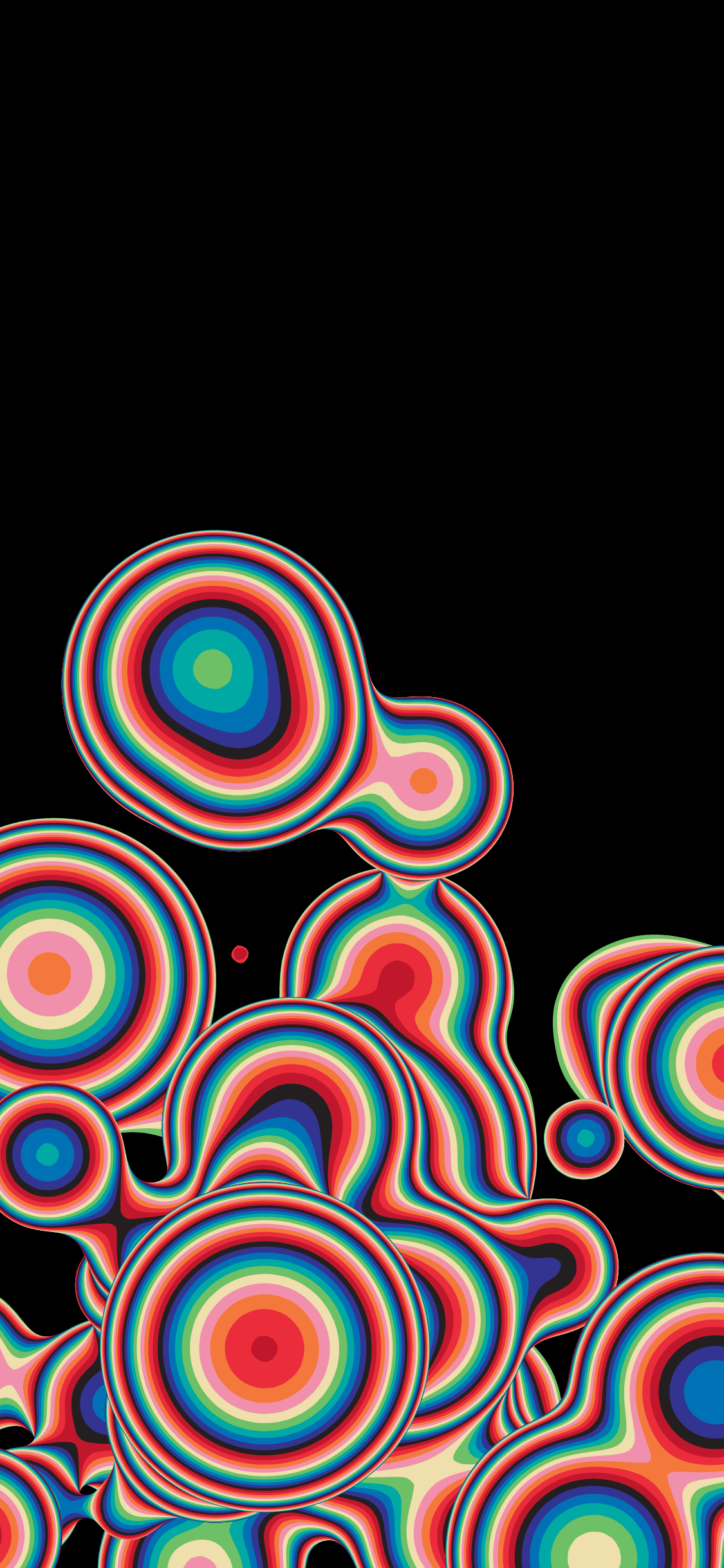 A colorful abstract image of circles on black background - Cool, phone