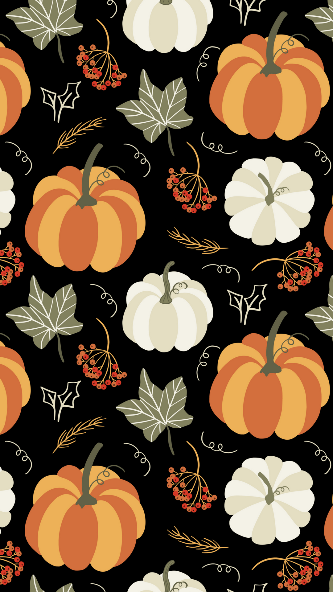 : pumpkin pattern on a black background - Pumpkin, Thanksgiving