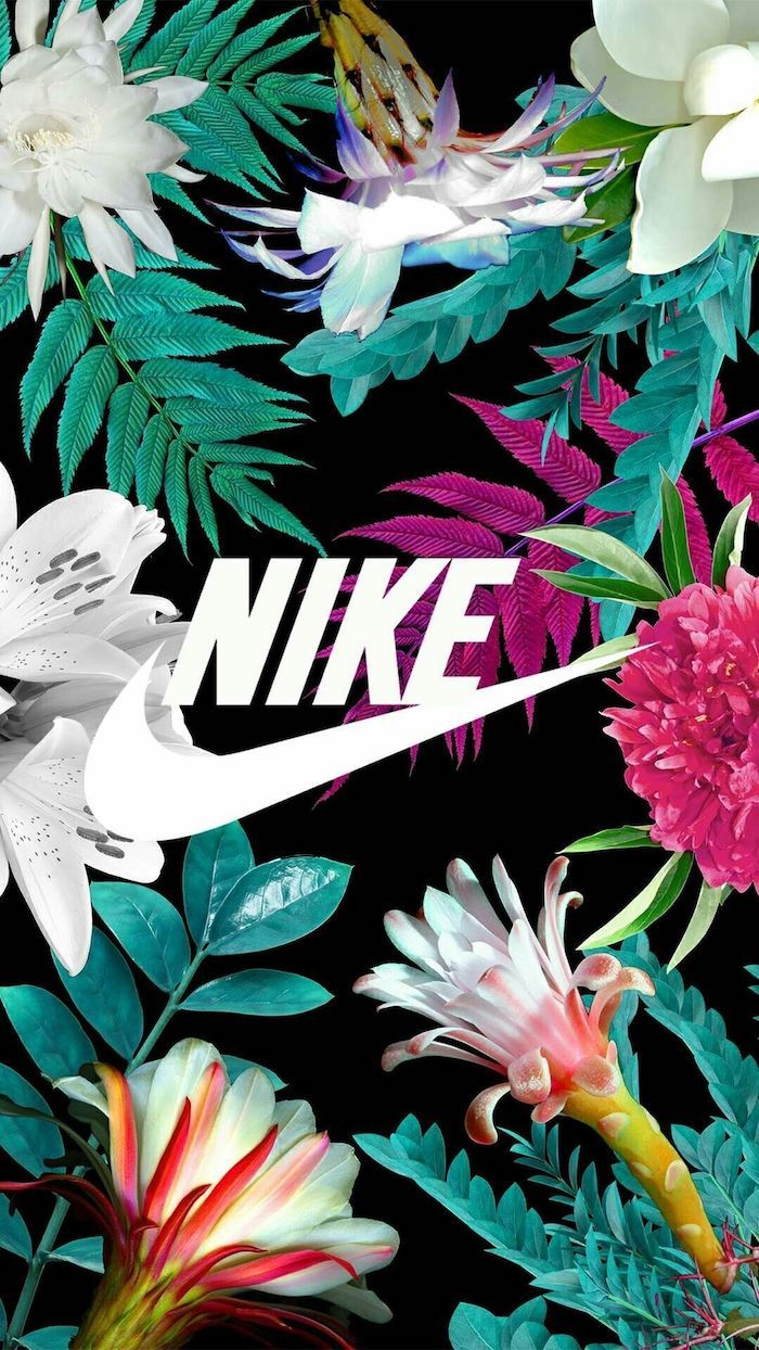 The nike logo with flowers and leaves - Cool, pretty, cute, Nike