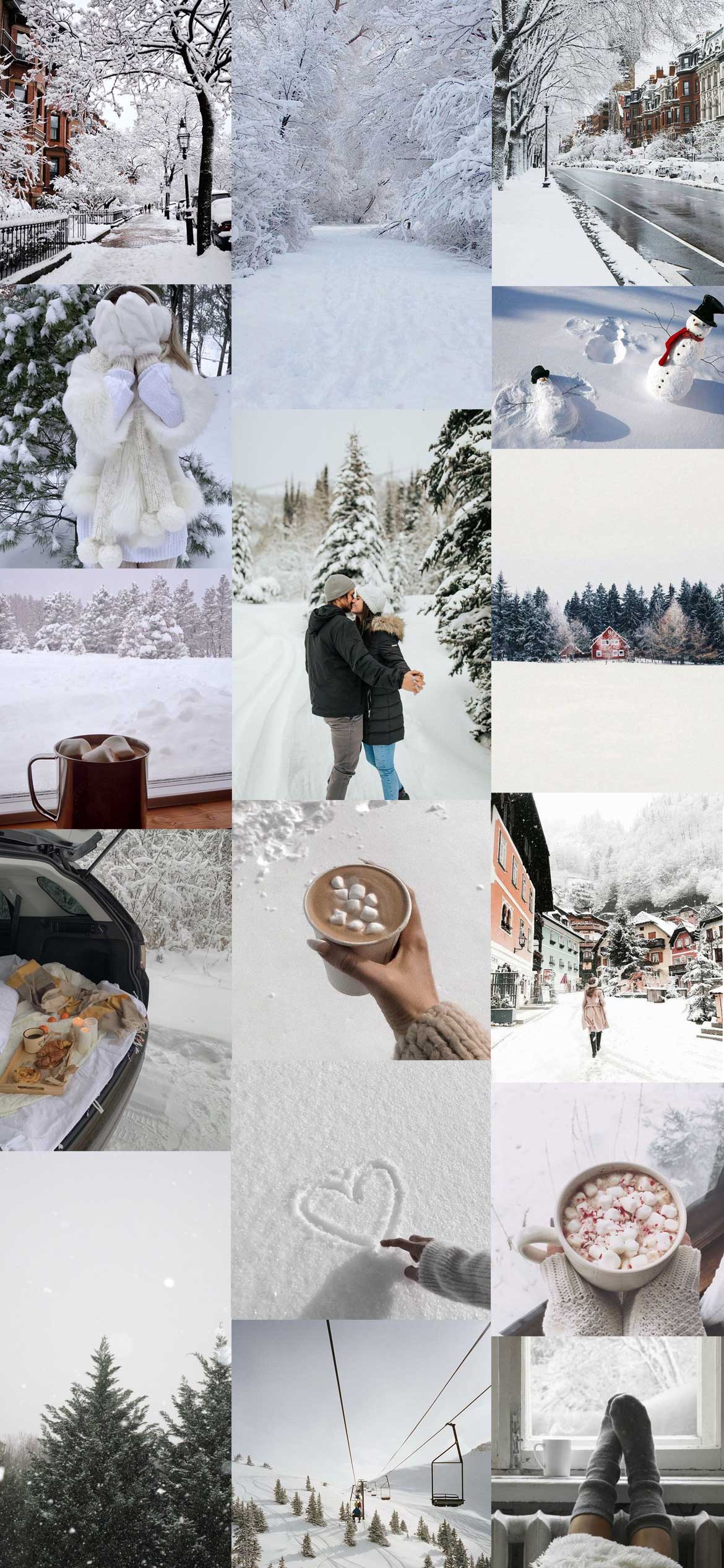 White Winter Collage Wallpaper Ideas : Winter Collage Aesthetic Wallpaper