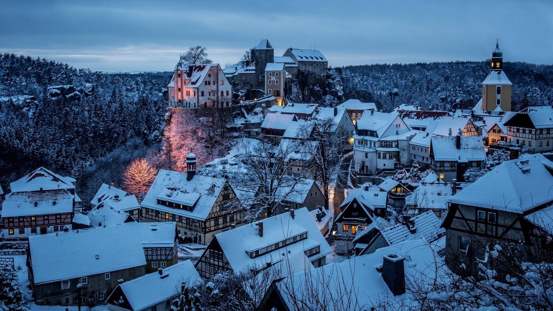 Hohnstein City Germany In Winter Snow 1080P Laptop Full HD Wallpaper, HD City 4K Wallpaper, Image, Photo and Background