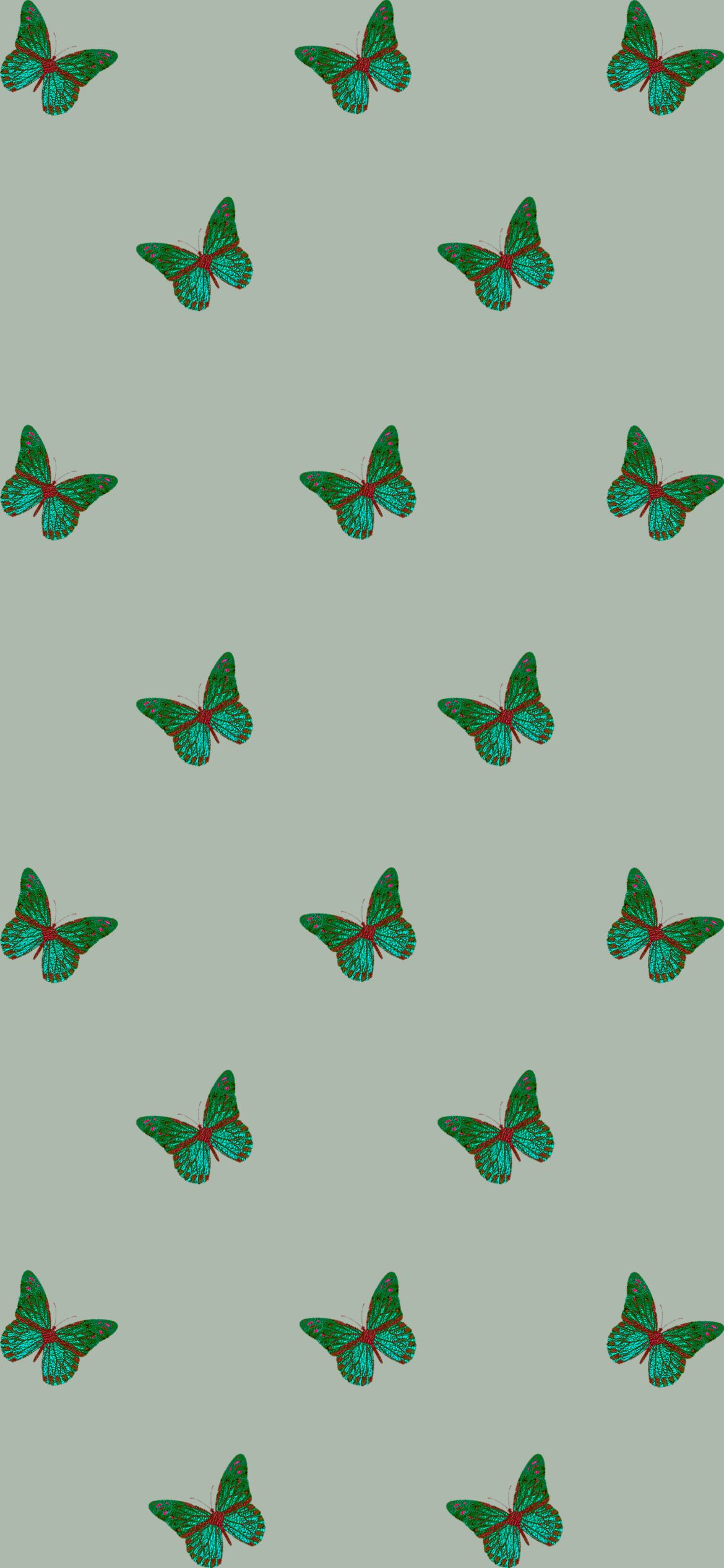 A pattern of green butterflies on a light green background - Butterfly, green, sage green, calming, simple